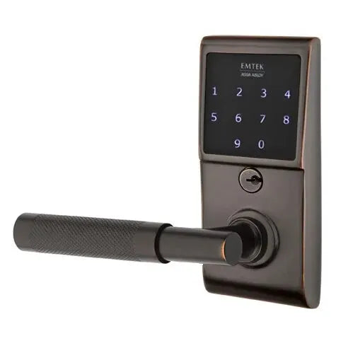 Emtek Emtouch - T-Bar Knurled Lever Electronic Touchscreen Lock by Emtek