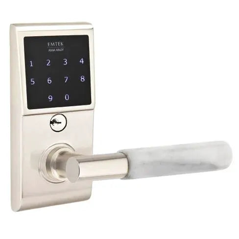 Emtek Emtouch - T-Bar White Marble Lever Electronic Touchscreen Lock by Emtek