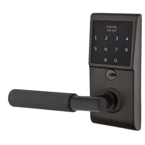 Emtek Emtouch - T-Bar Straight Knurled Lever Electronic Touchscreen Lock by Emtek