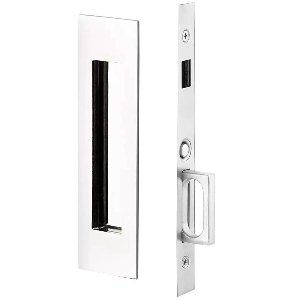 polished chrome pocket door