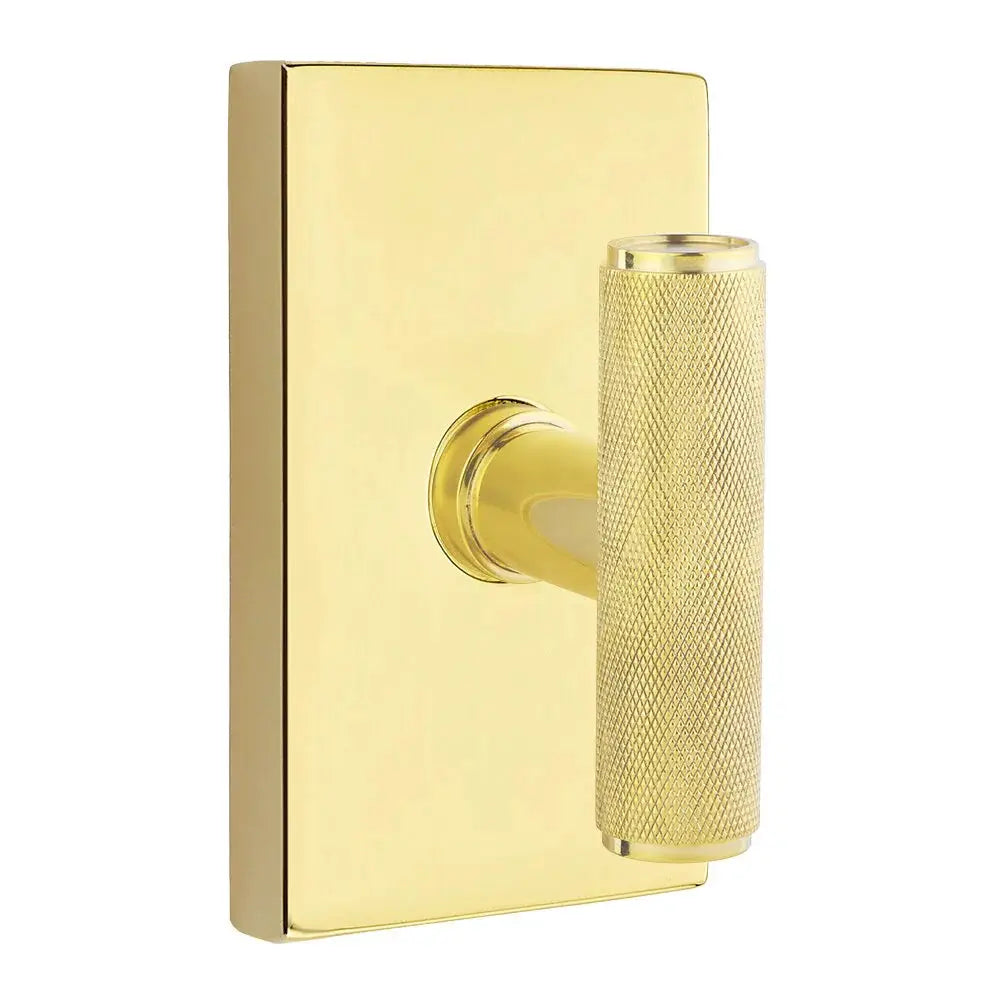 Emtek Ace Knurled Knob with Modern Rectangular Rosette by Emtek