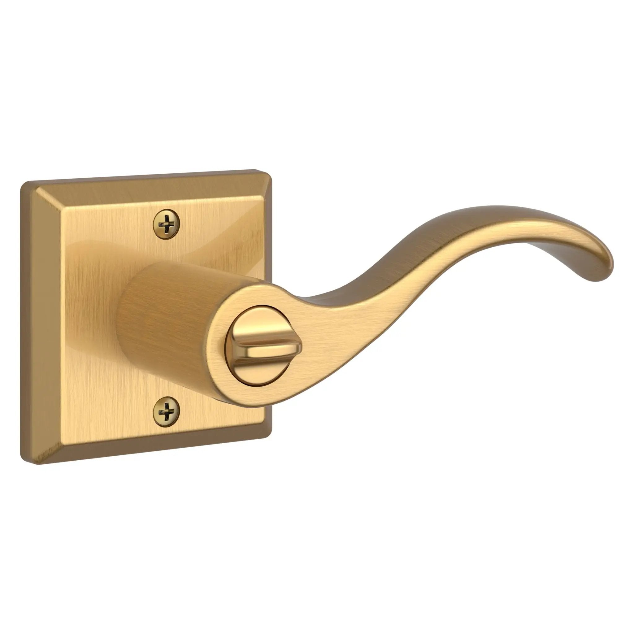 satin brass door lever