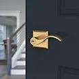 satin brass door lever