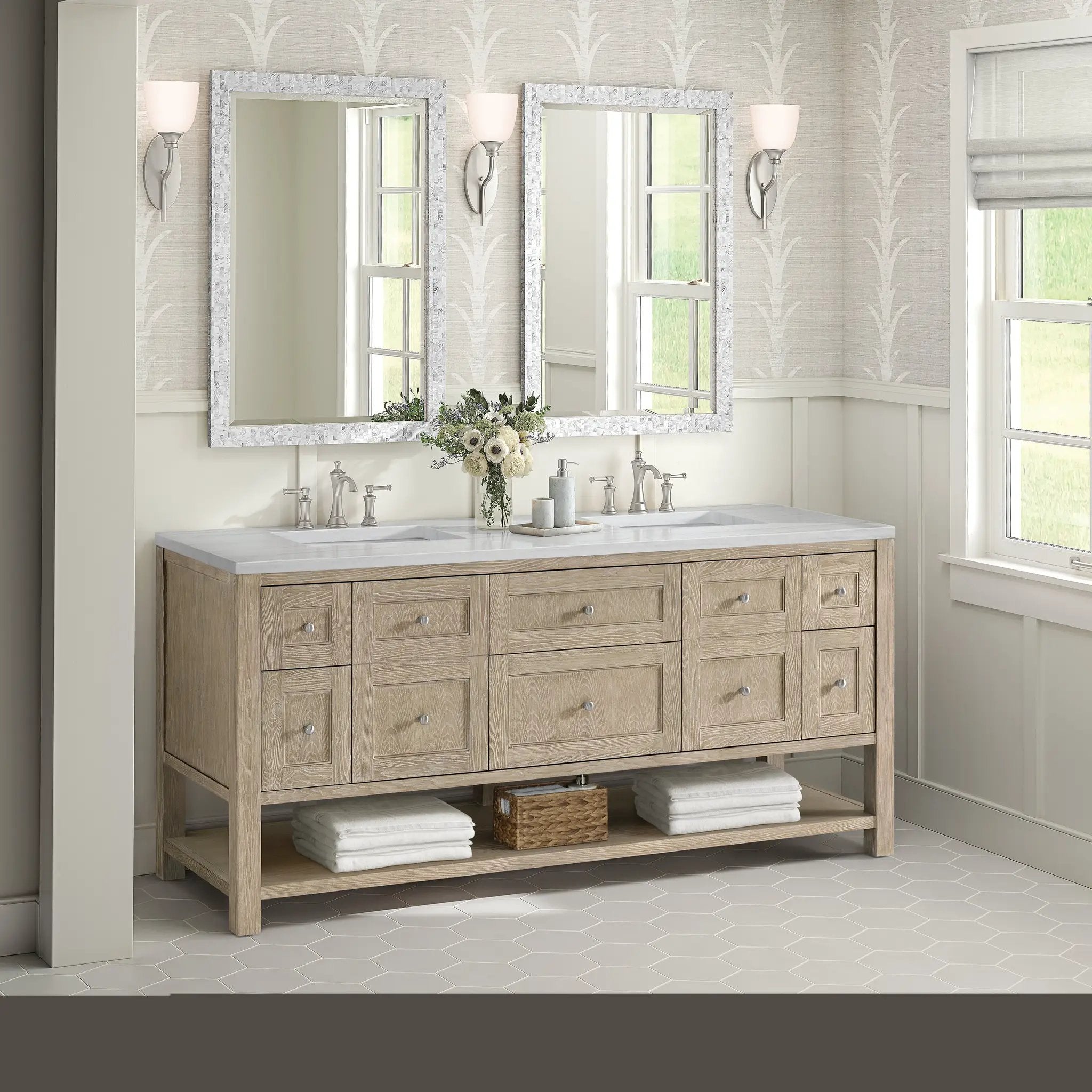 whitewashed oak vanity