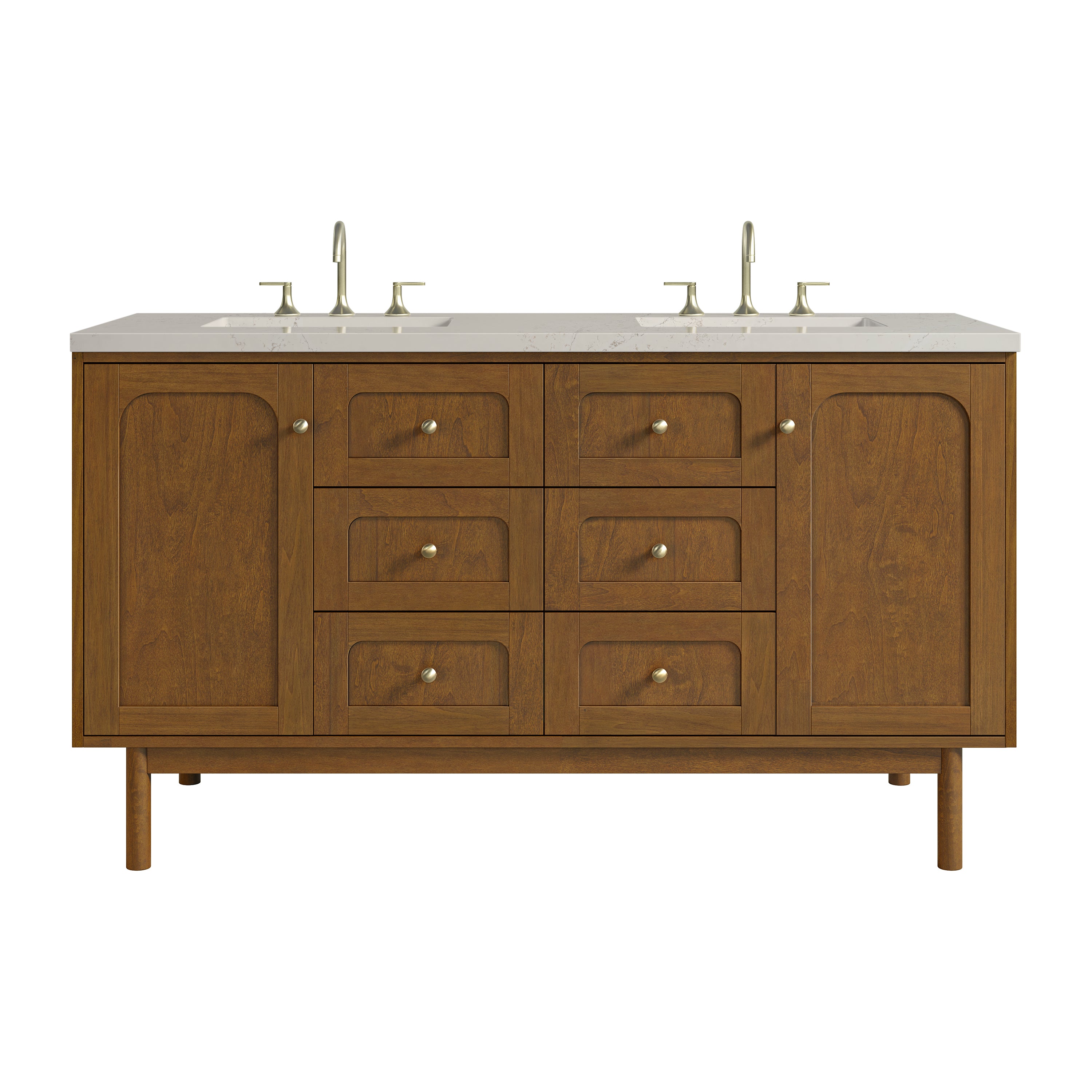 James Martin Laurent 60" Double Vanity Set - Honey Oak