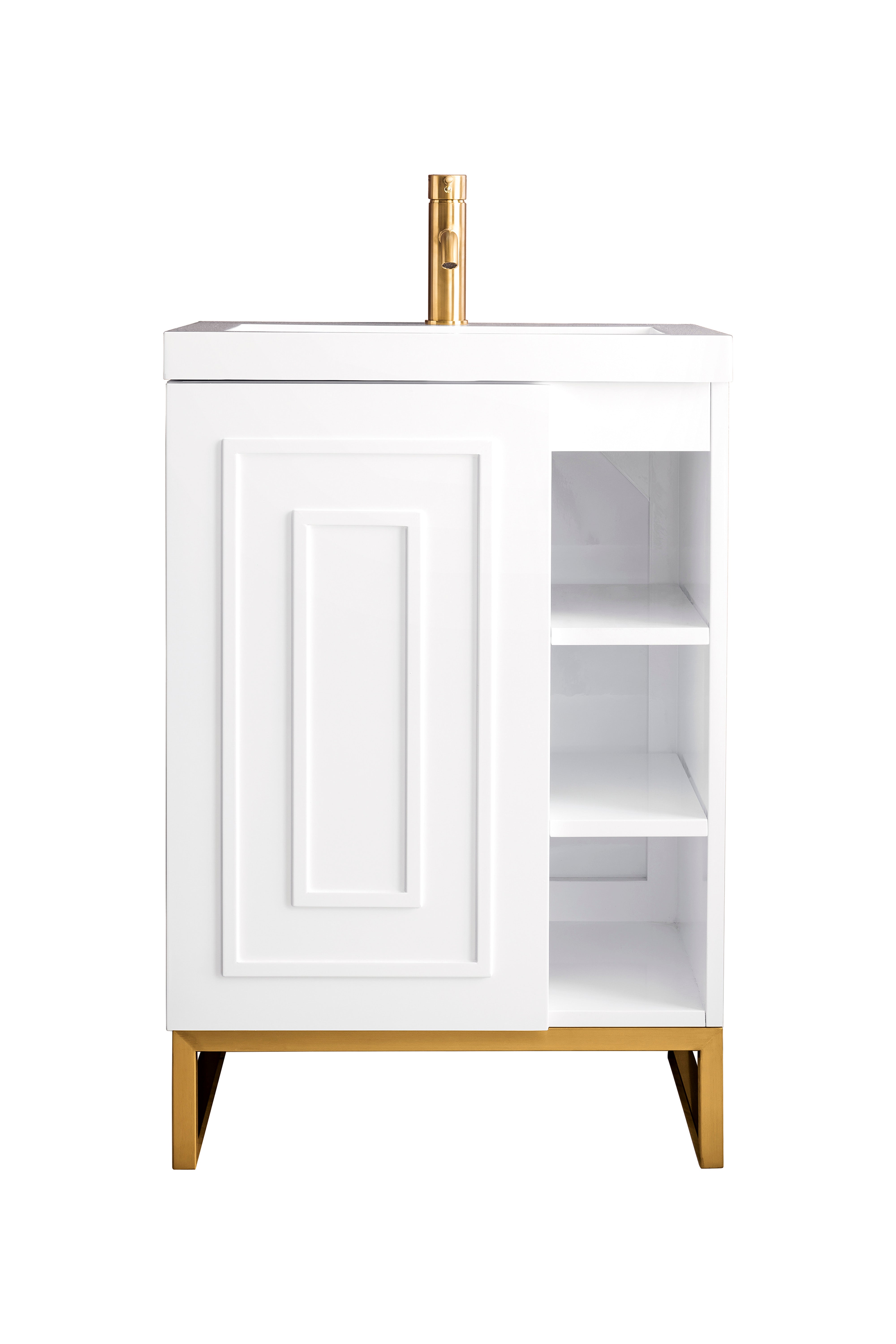 James Martin Vanities Alicante' 24" Single Vanity Cabinet, Glossy White, Radiant Gold