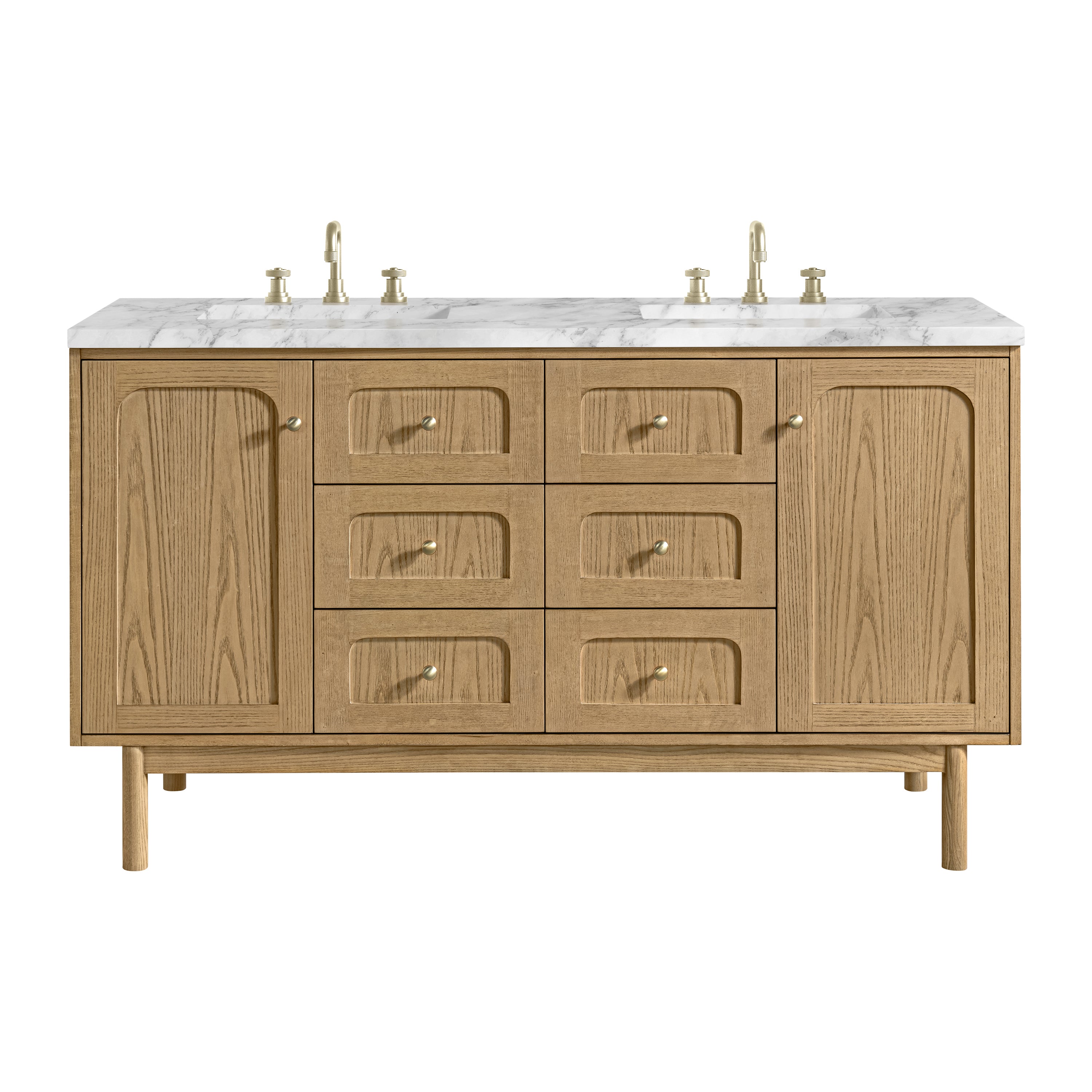 James Martin Laurent 60" Double Vanity Set - Light Natural Oak