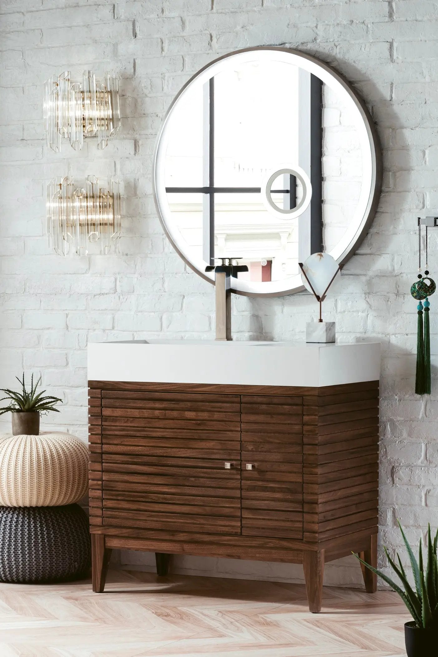 mid-century walnut vanity