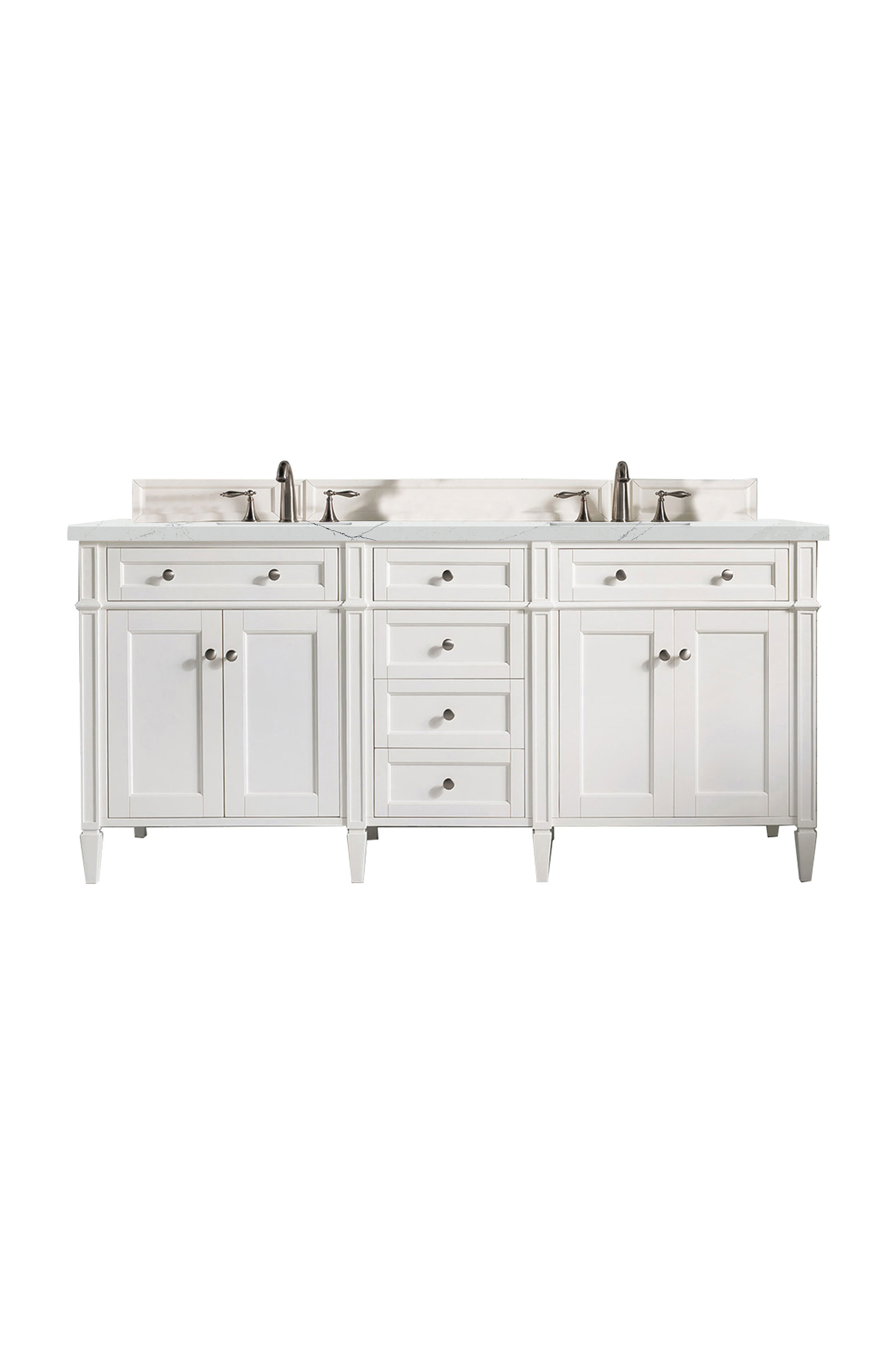 James Martin Brittany 72" Double Vanity Set - Bright White