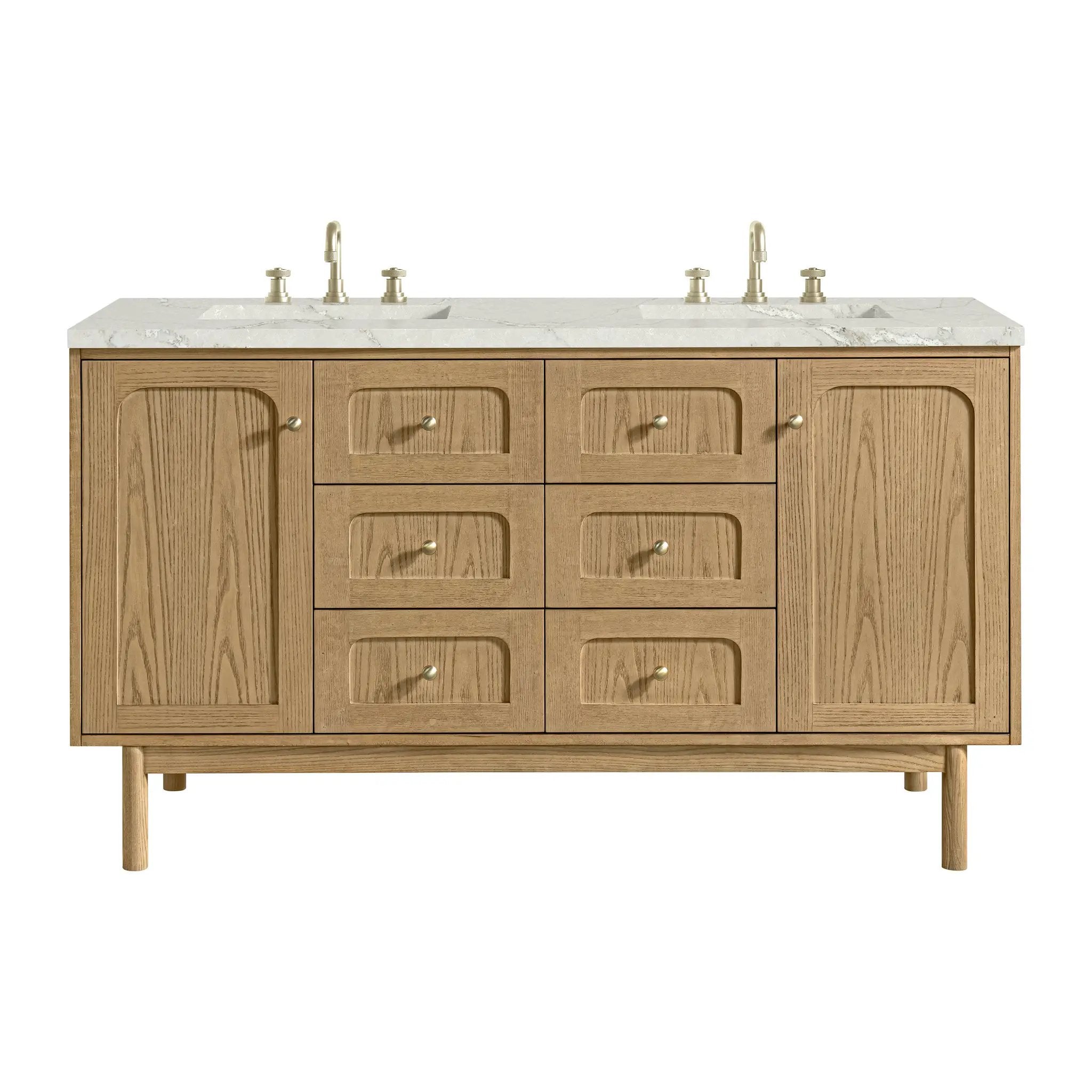 James Martin Laurent 60" Double Vanity Set - Light Natural Oak by James Martin Vanities