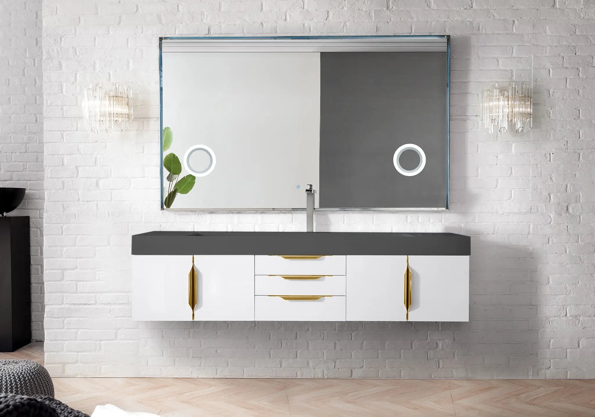 glossy white vanity
