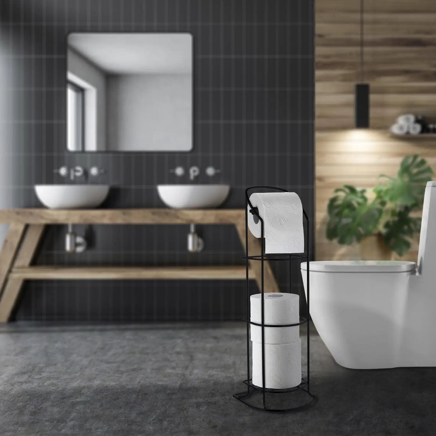 black toilet roll holder