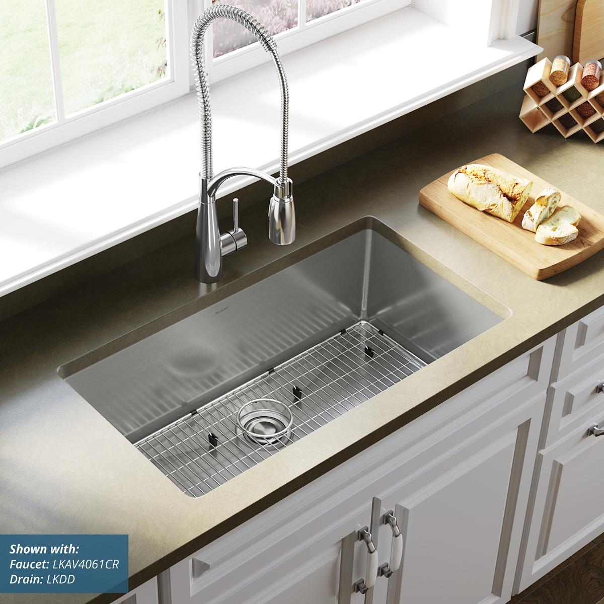 polished satin single bowl undermount sink kit