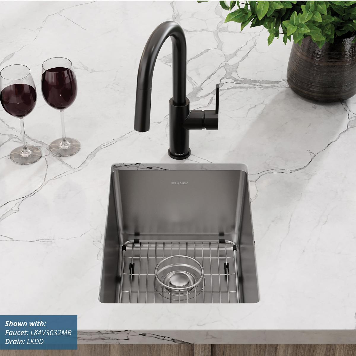 polished satin single bowl undermount bar sink kit