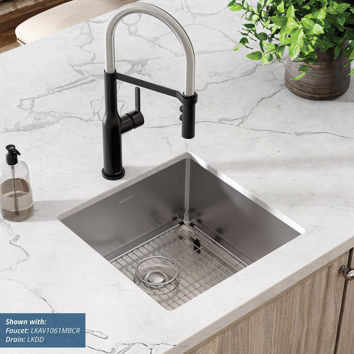 polished satin single bowl undermount sink kit