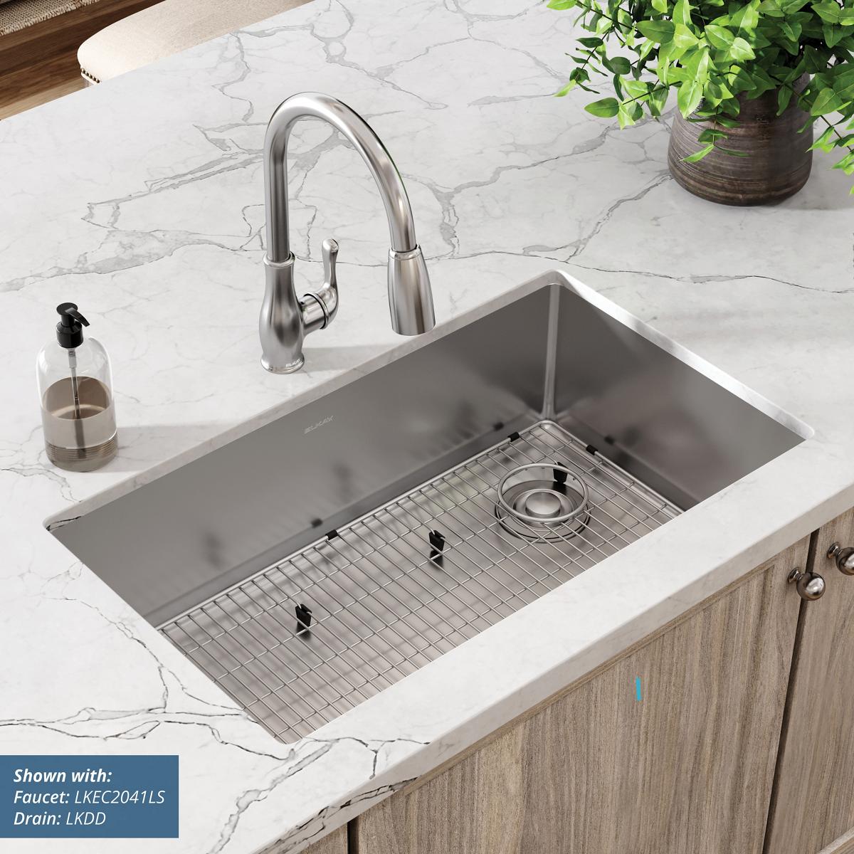 polished satin single bowl undermount sink kit