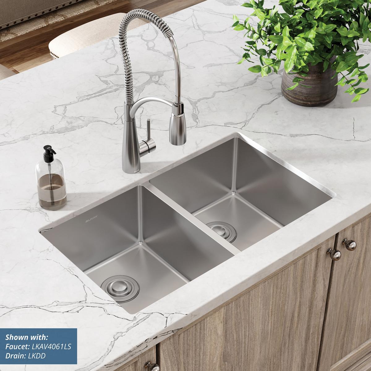 polished satin equal double bowl undermount sink