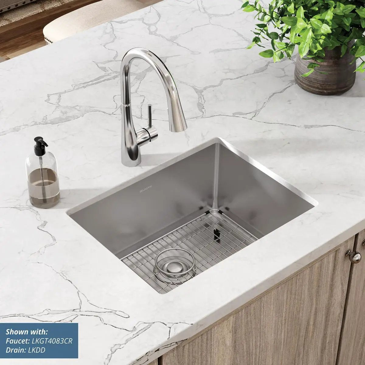 polished satin single bowl undermount sink kit