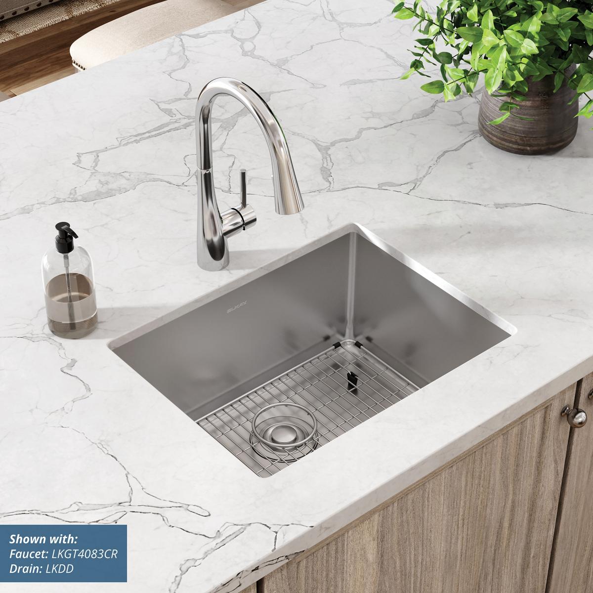 polished satin single bowl undermount sink kit