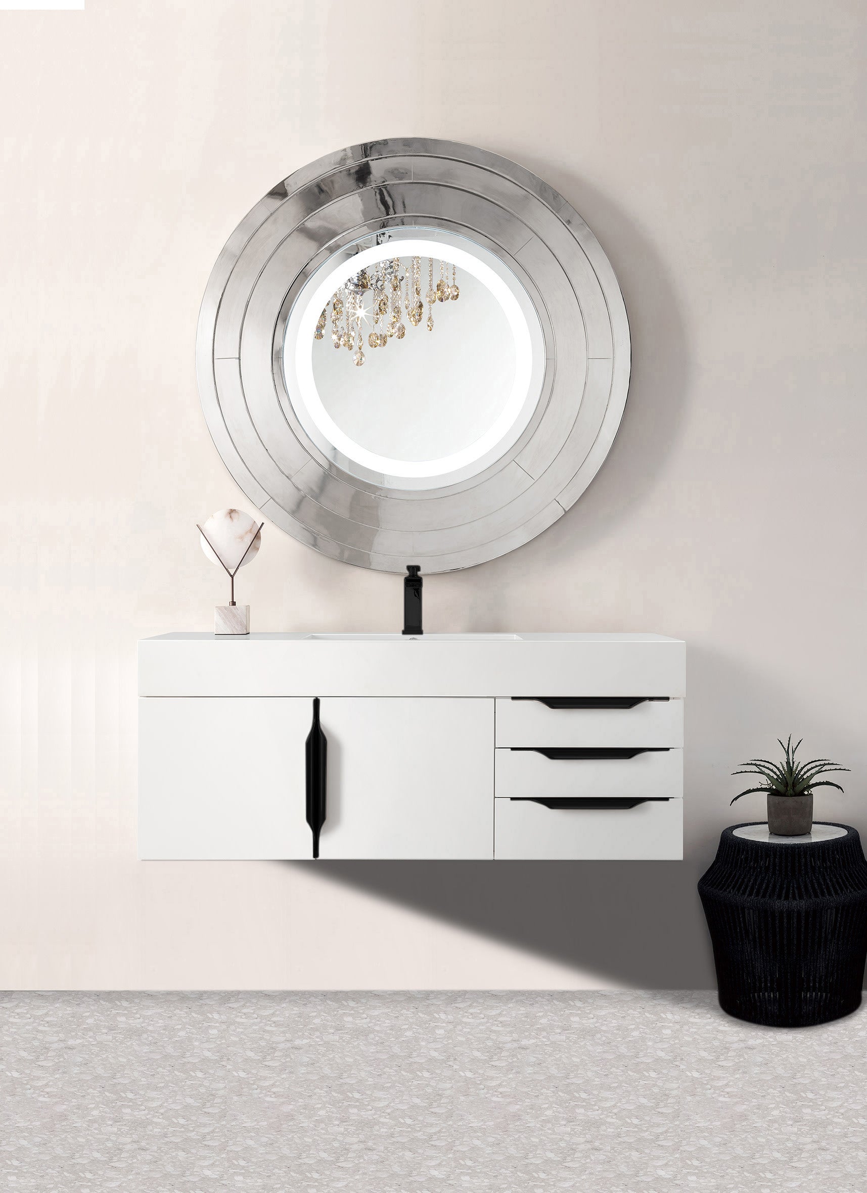 glossy white vanity