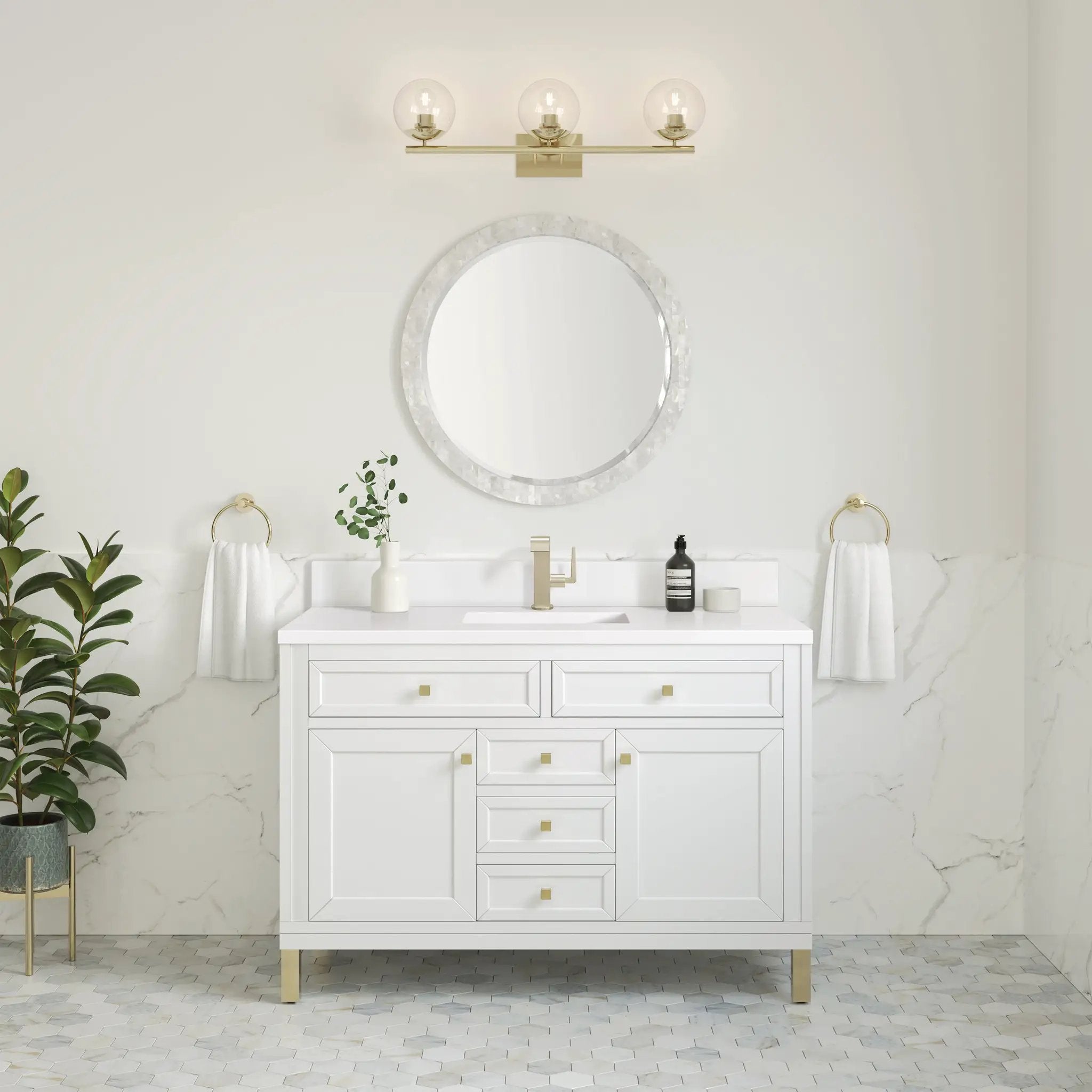 glossy white vanity