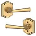 satin brass door lever