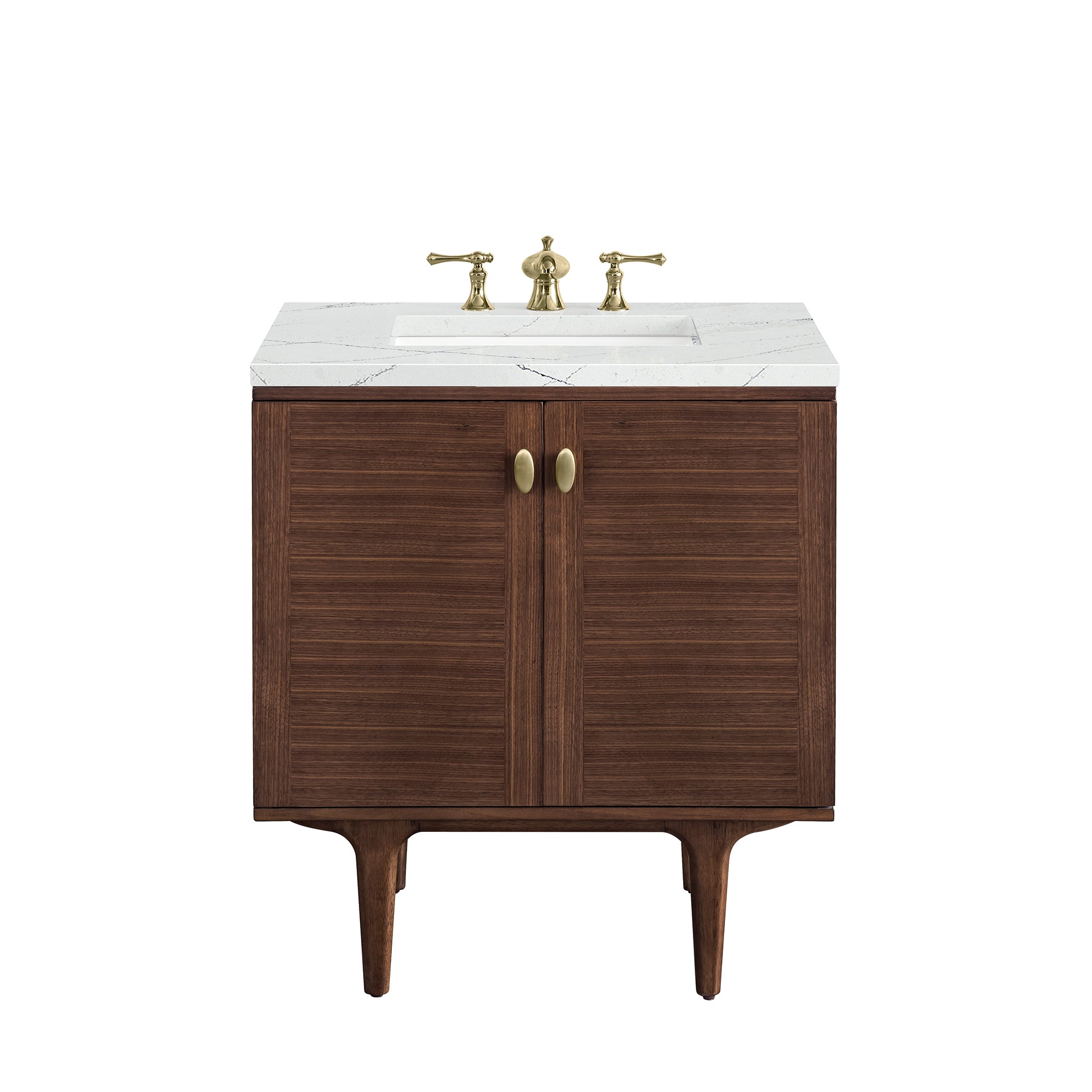 James Martin Vanities Amberly 30" Single Vanity - Mid-Century Walnut