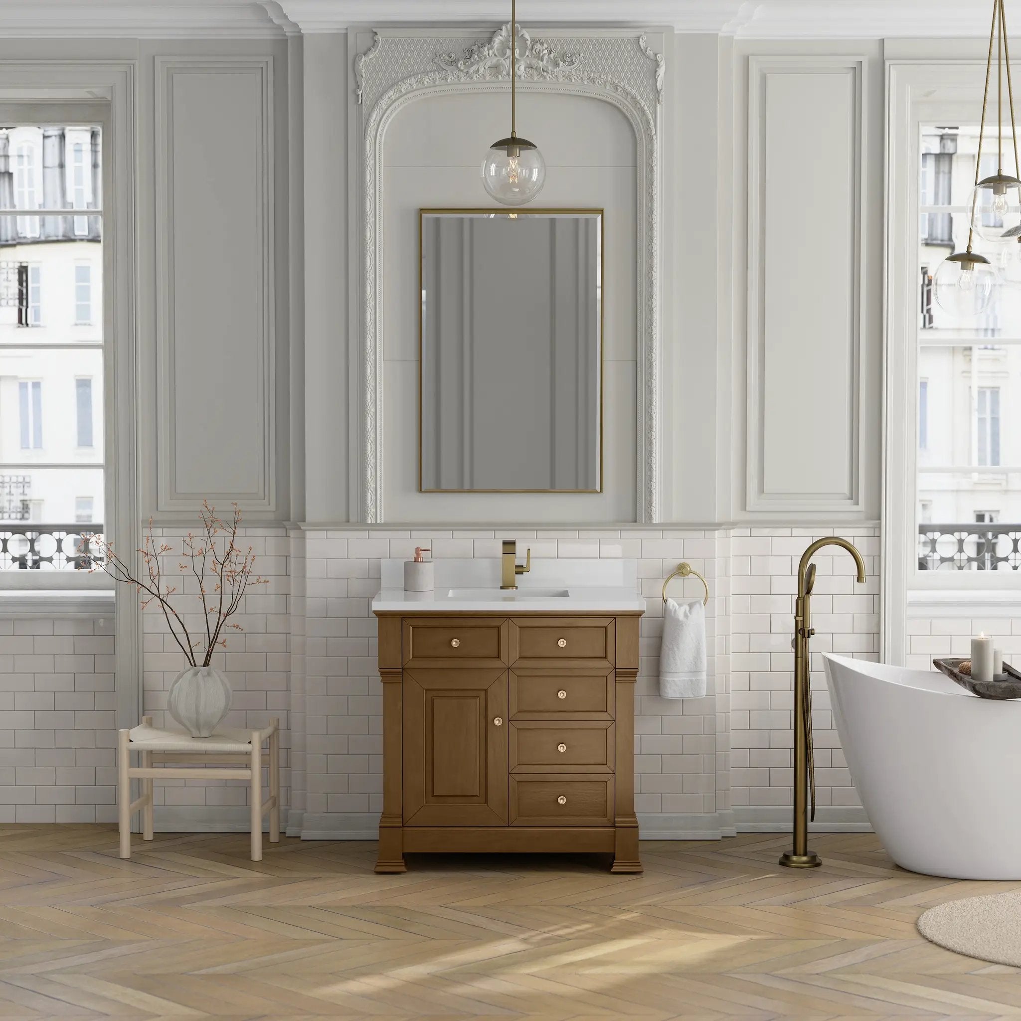 honey oak vanity