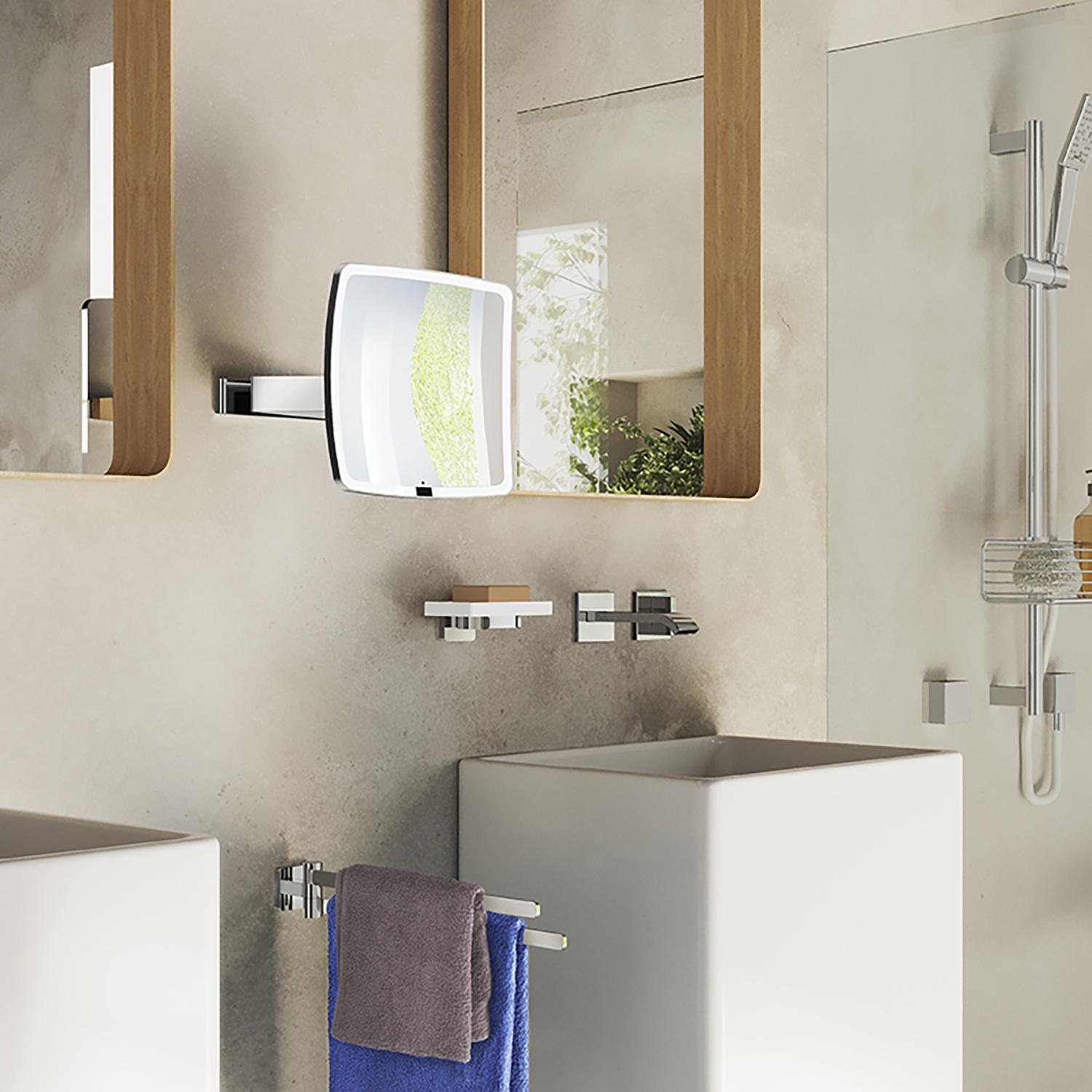 polished chrome make-up mirror