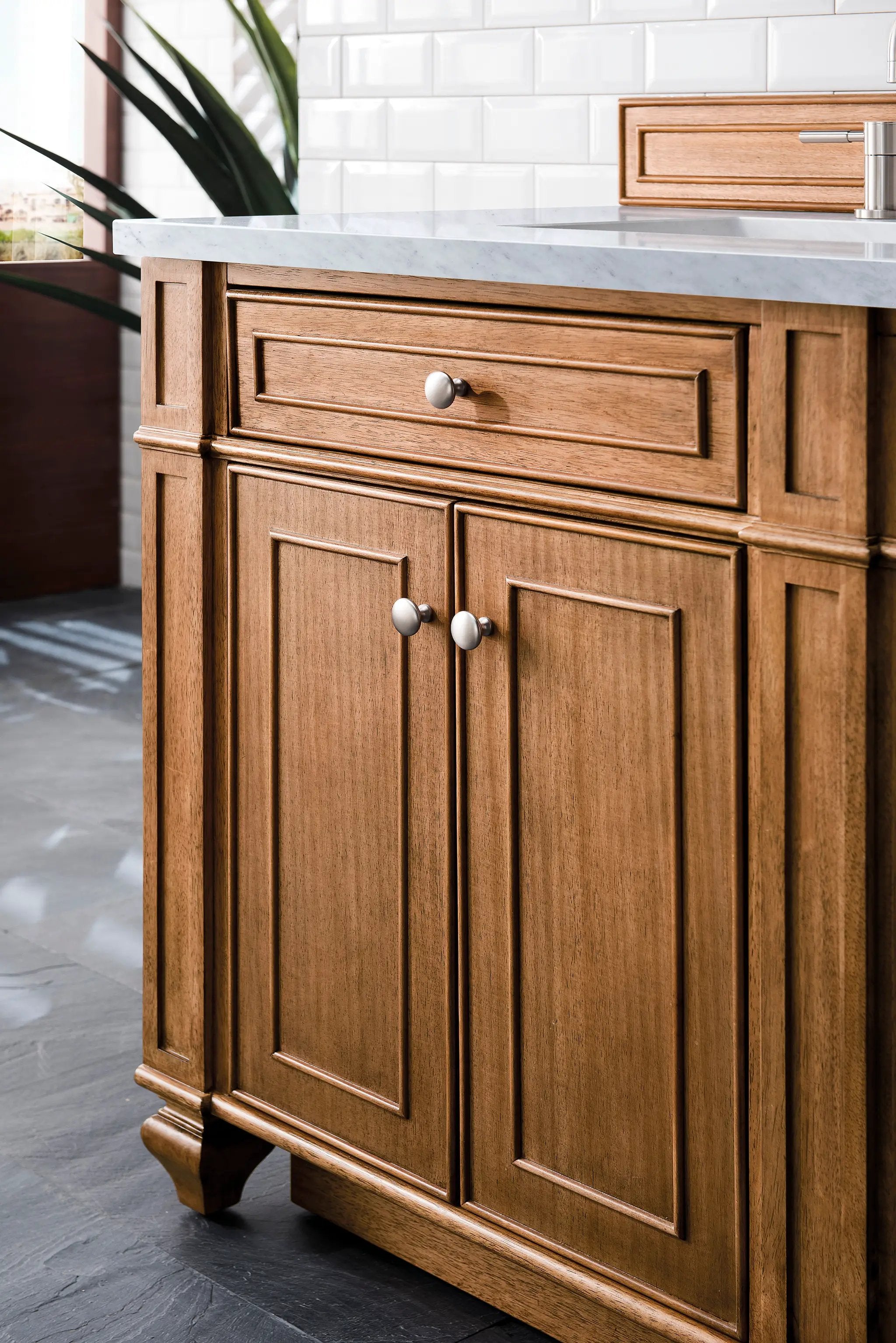 saddle brown vanity