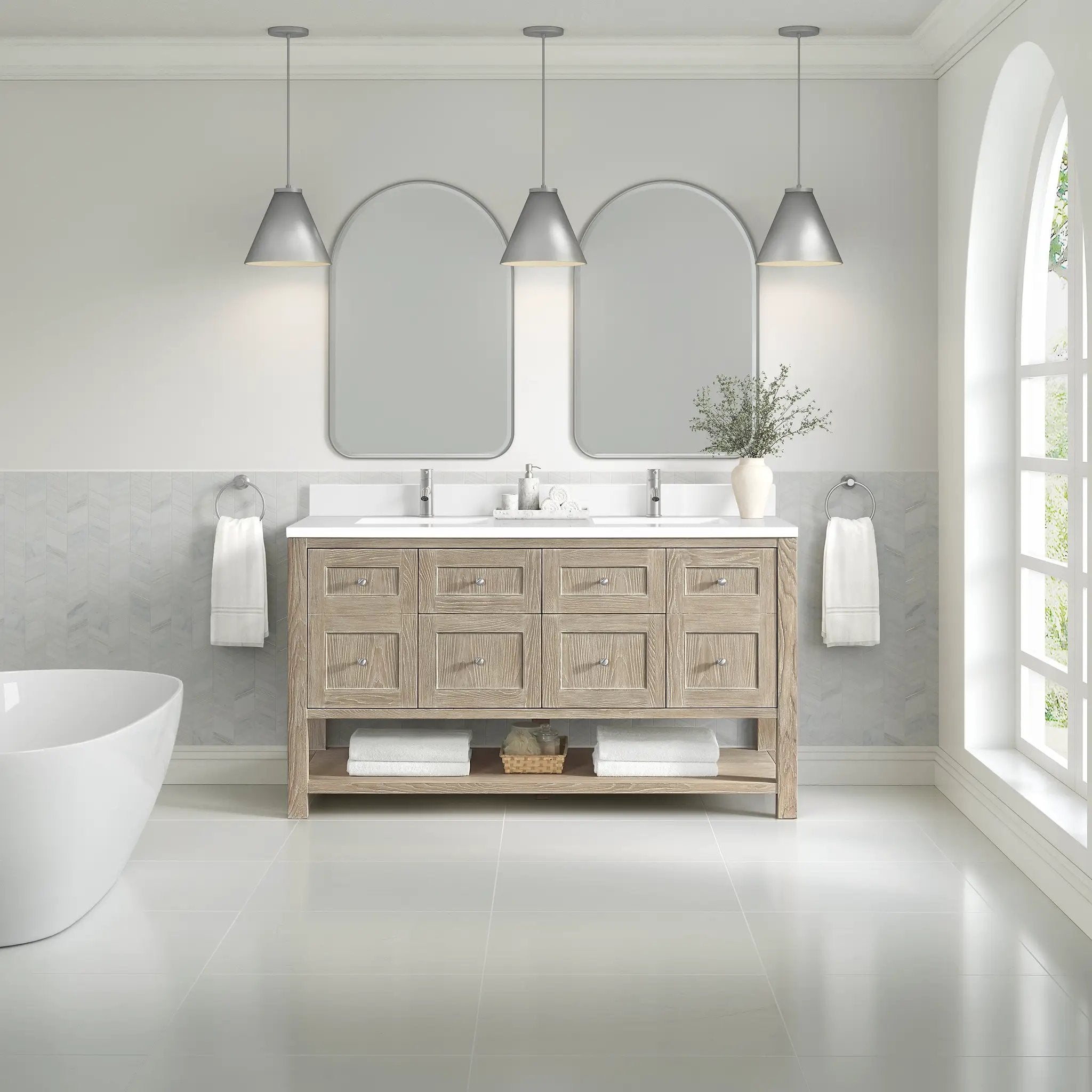 whitewashed oak vanity