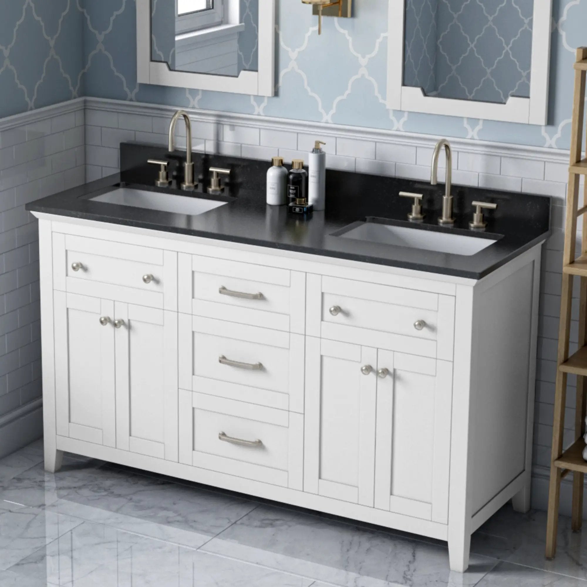 Jeffrey Alexander 60" White Chatham Vanity Set by Jeffrey Alexander