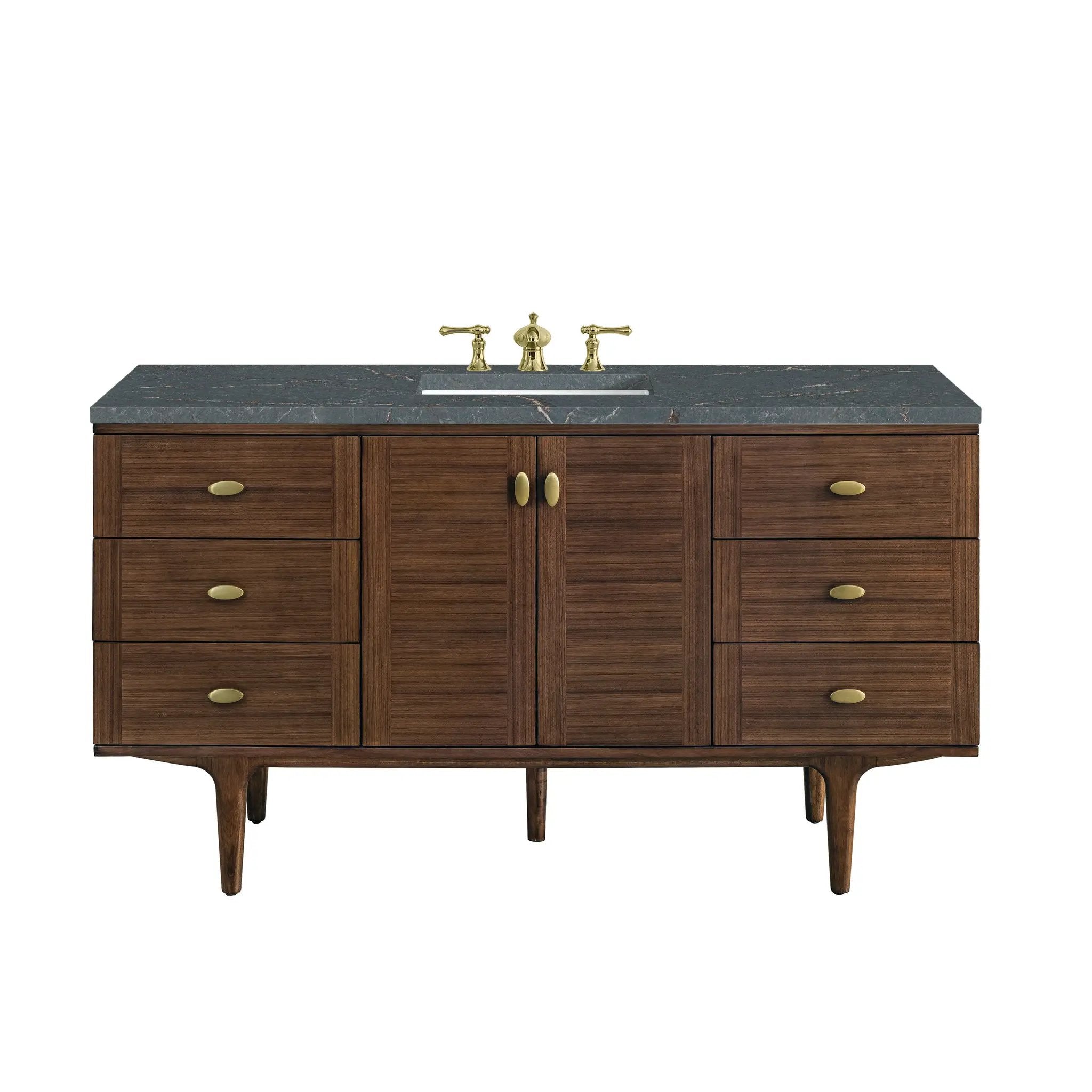 James Martin Amberly 60" Single Vanity Set - Mid-Century Walnut by James Martin Vanities