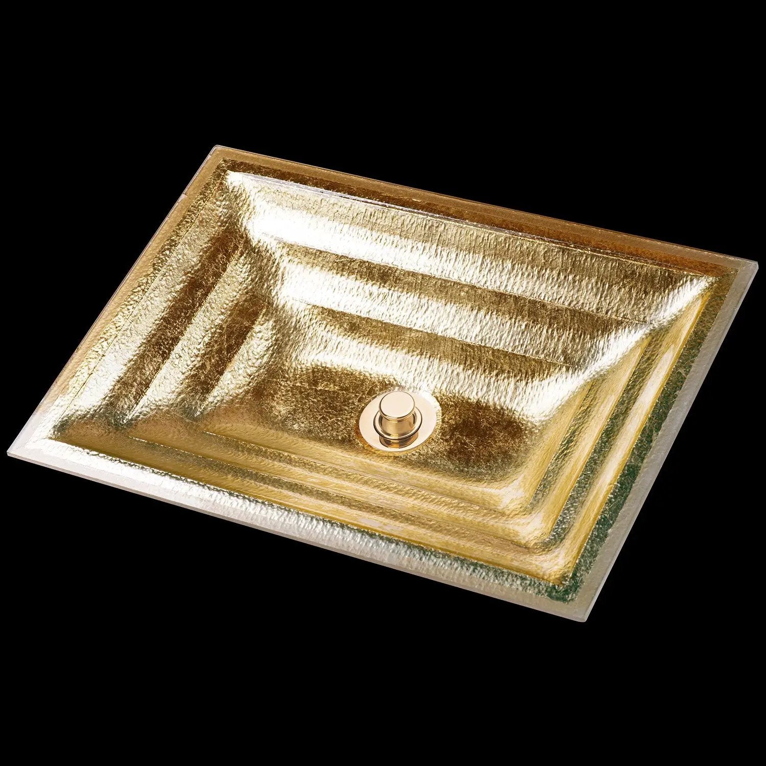 Linkasink Solid Eglomise Metal Leaf Artisan Glass Undermount Sink by Linkasink
