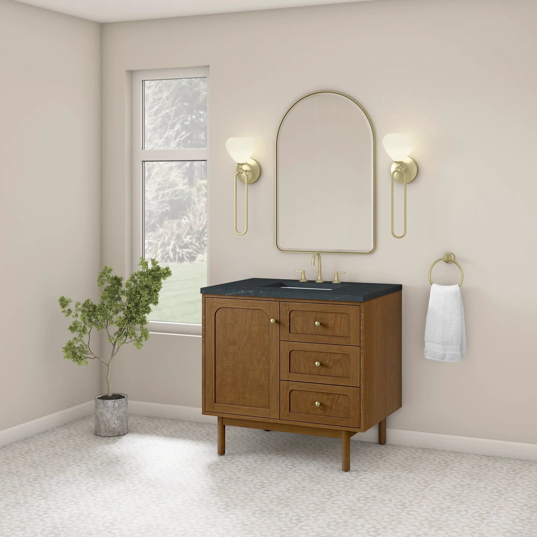 honey oak vanity