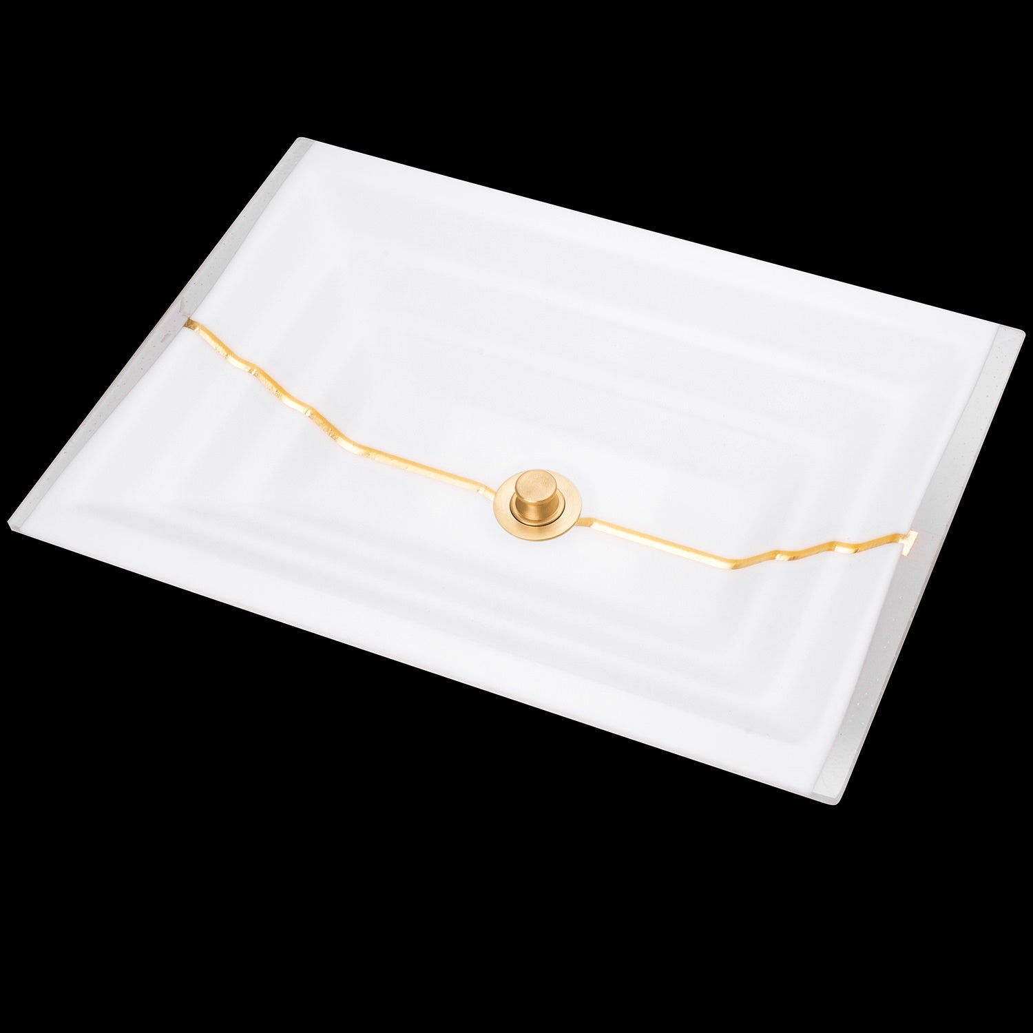 Linkasink Stripe Artisan Glass with Metal Leaf Accent Undermount Sink