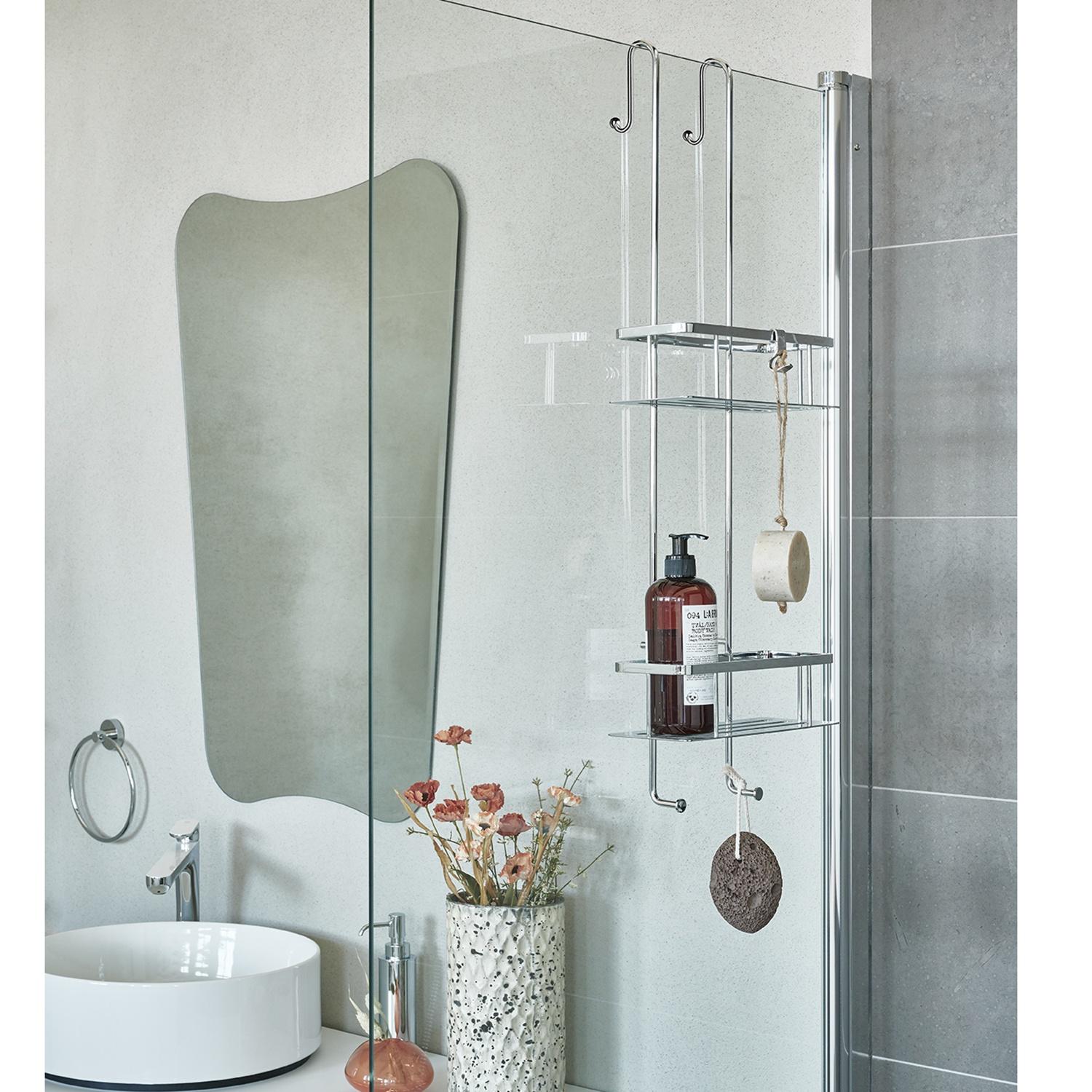 polished chrome shower basket