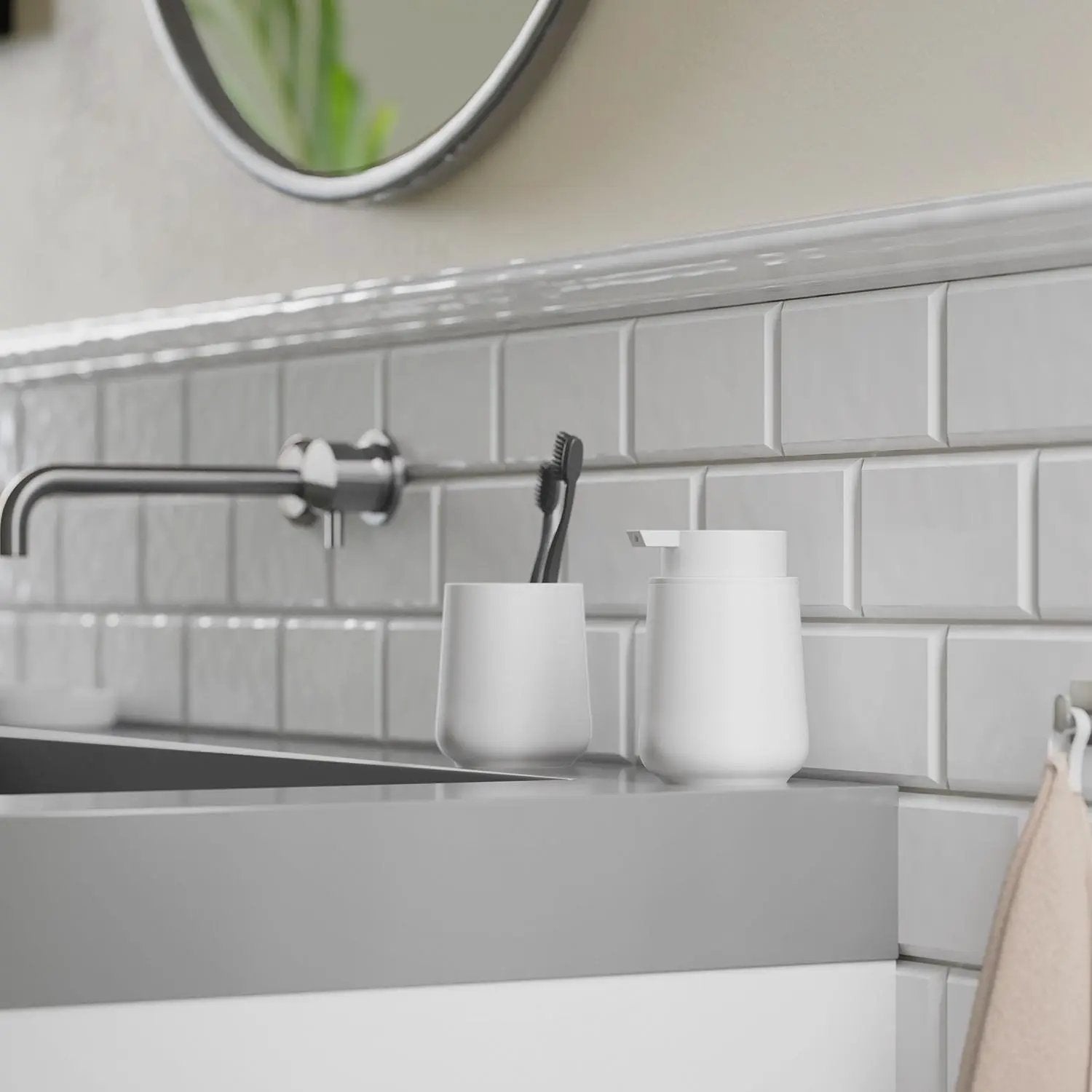 white soap dispenser
