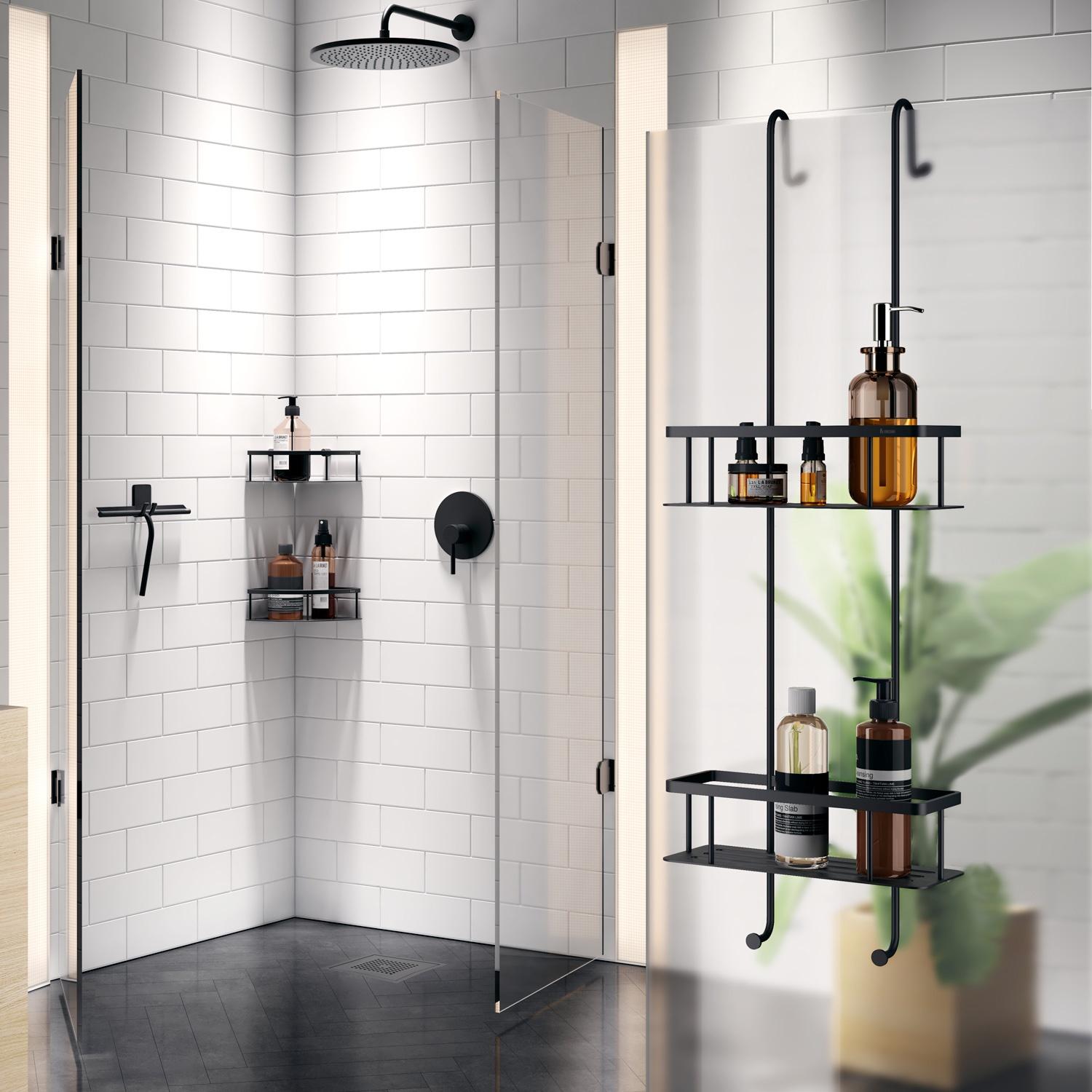 polished chrome shower basket