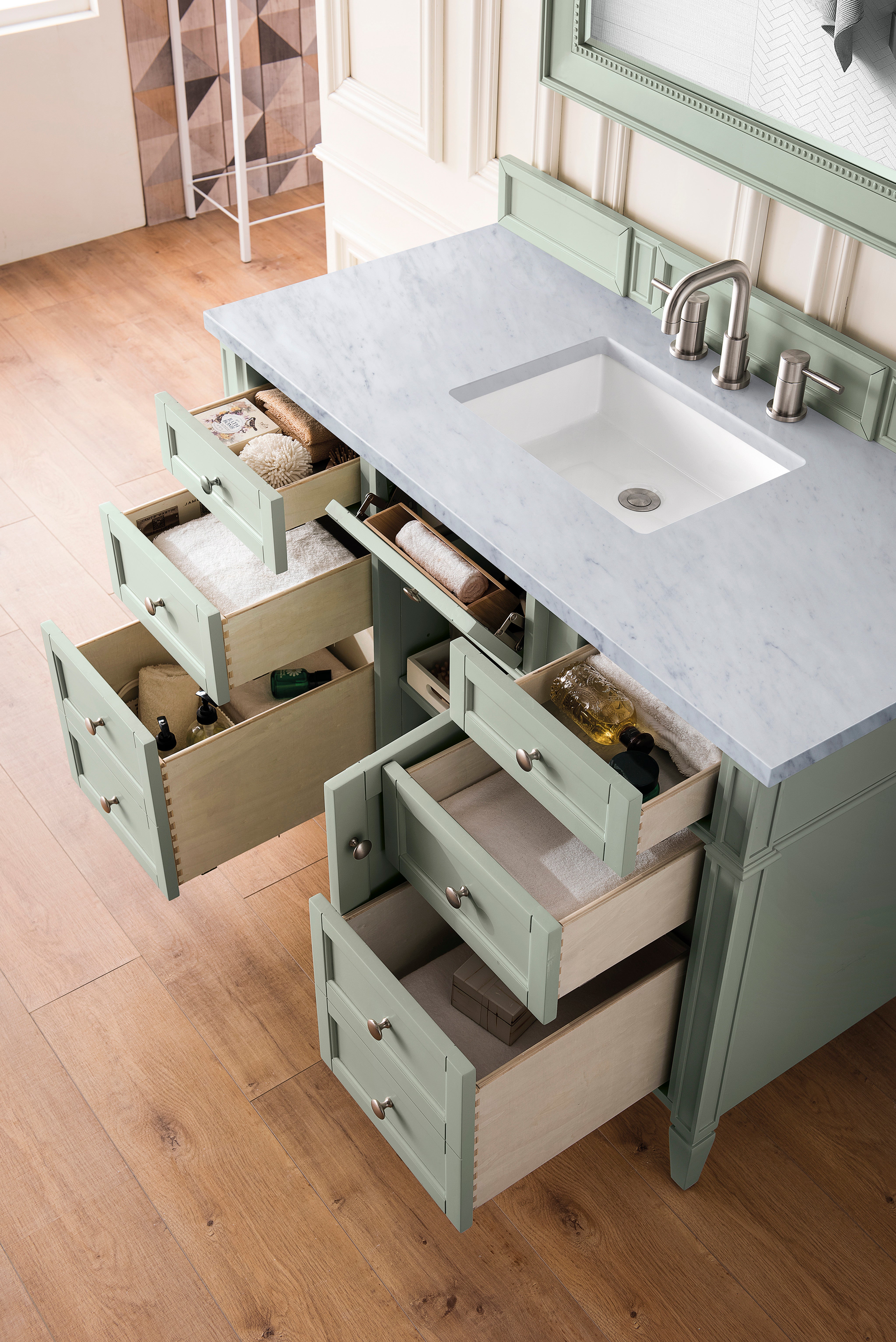 carrara marble top vanity