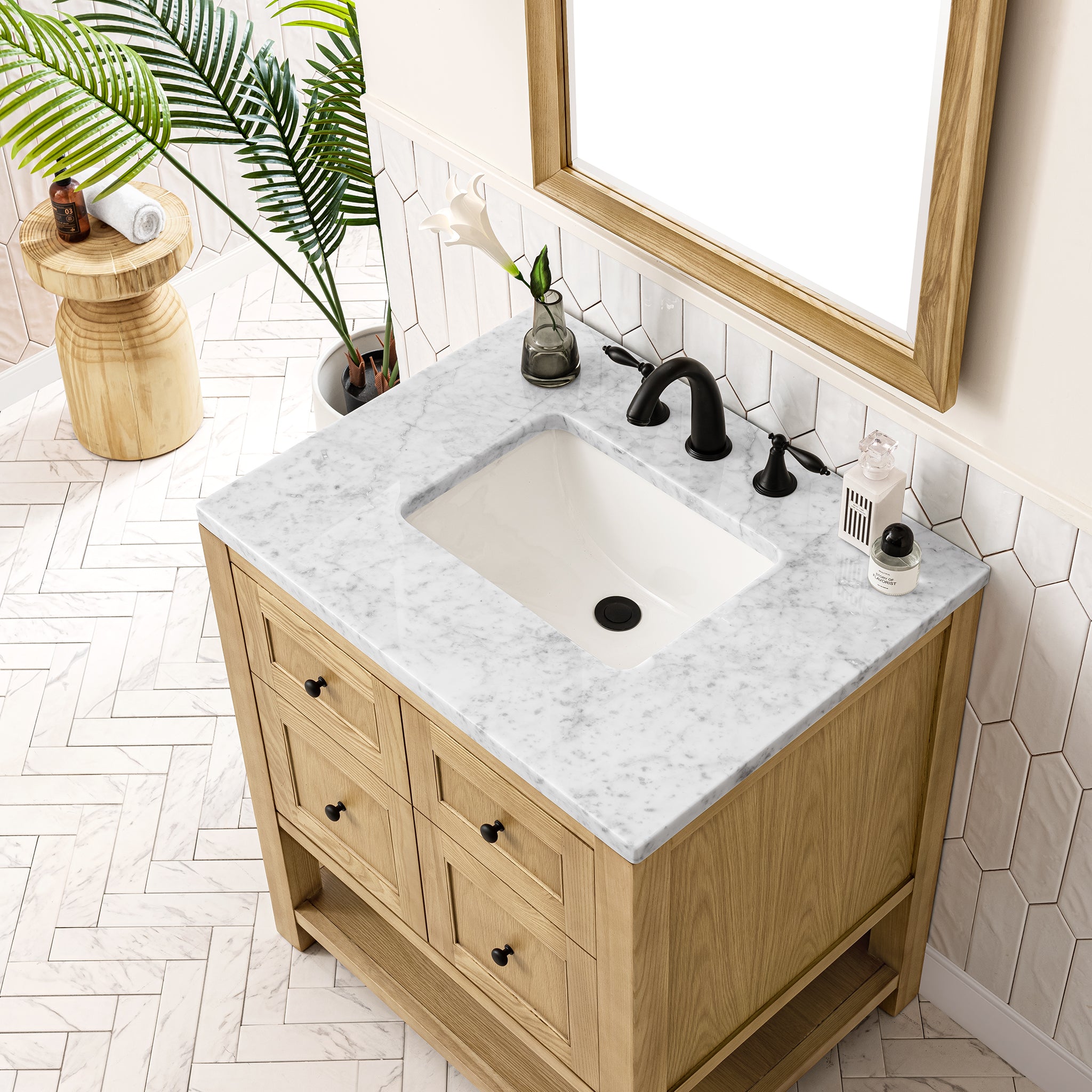 carrara marble top vanity