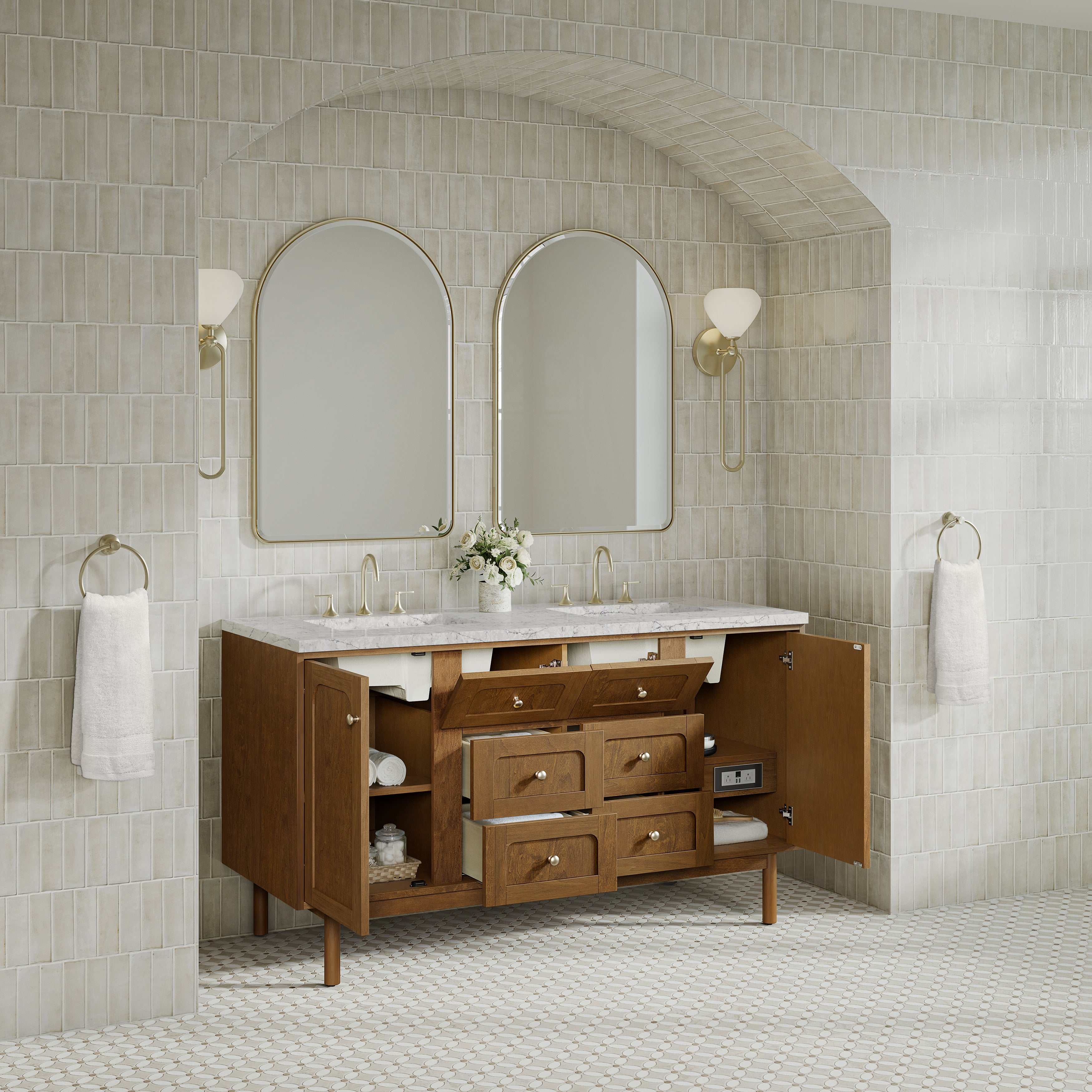honey oak vanity