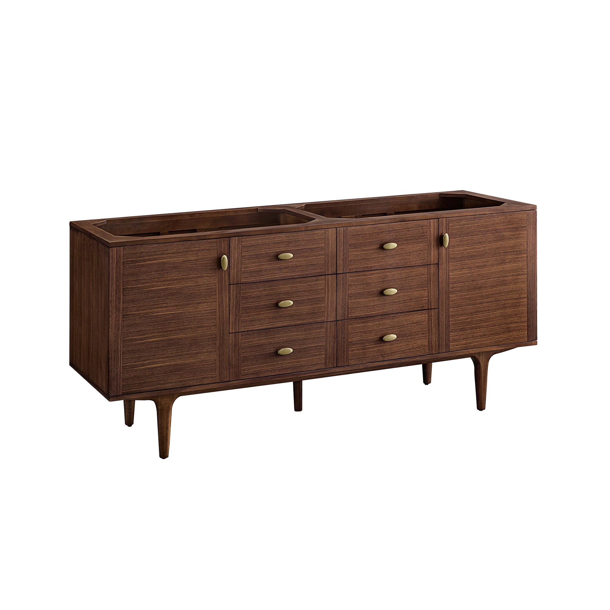 James Martin Vanities Amberly 72" Double Vanity - Mid-Century Walnut