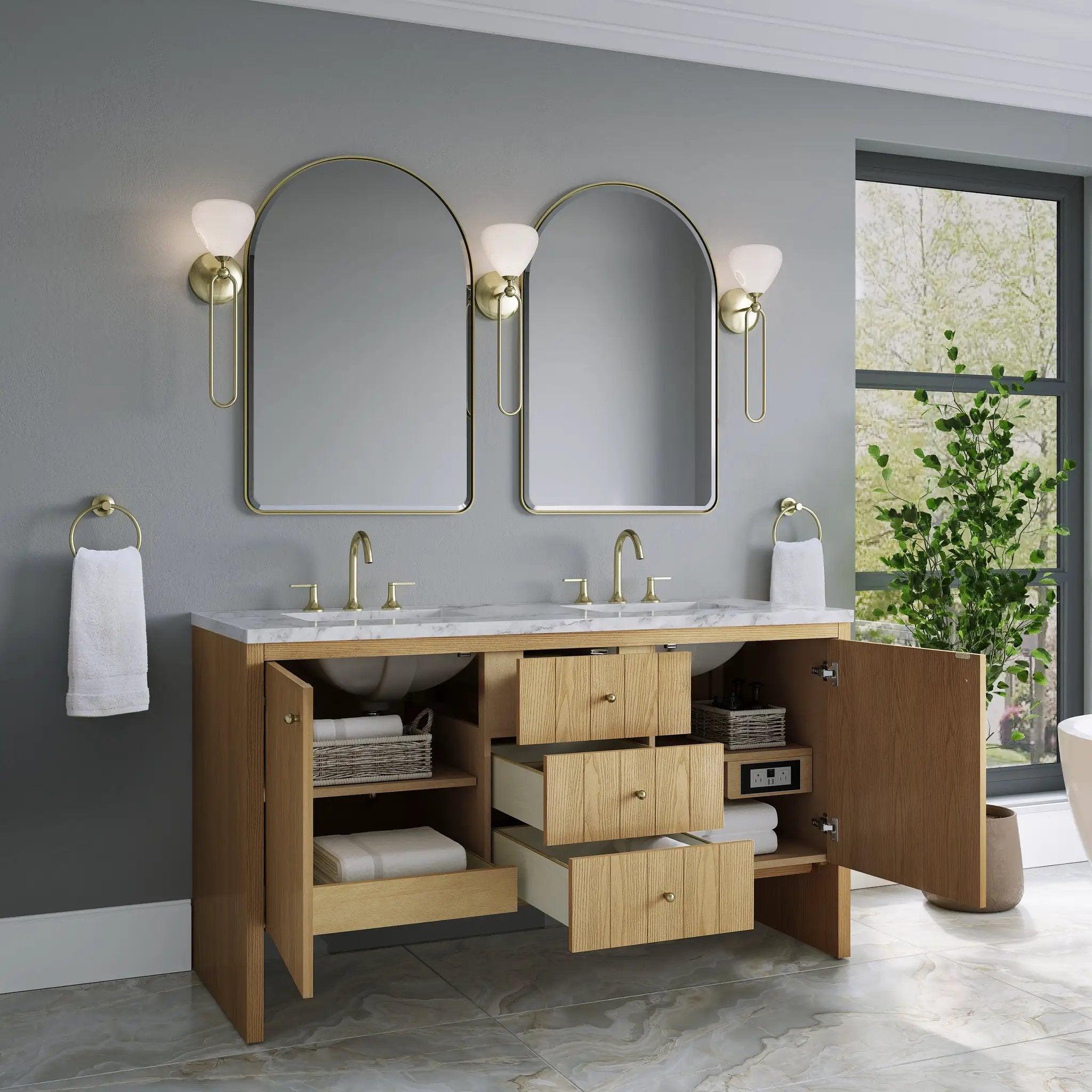 light natural oak vanity