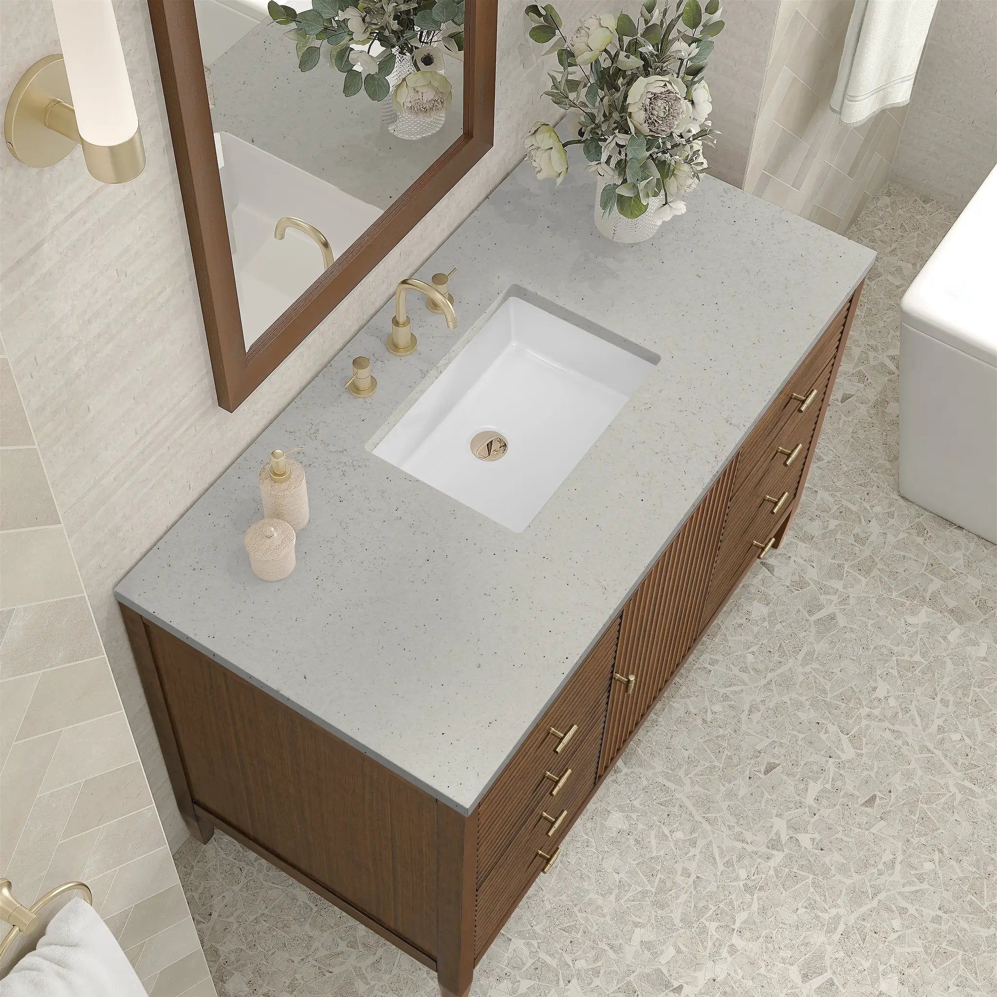 James Martin Myrrin 48" Single Vanity Set - Mid Century Walnut by James Martin Vanities