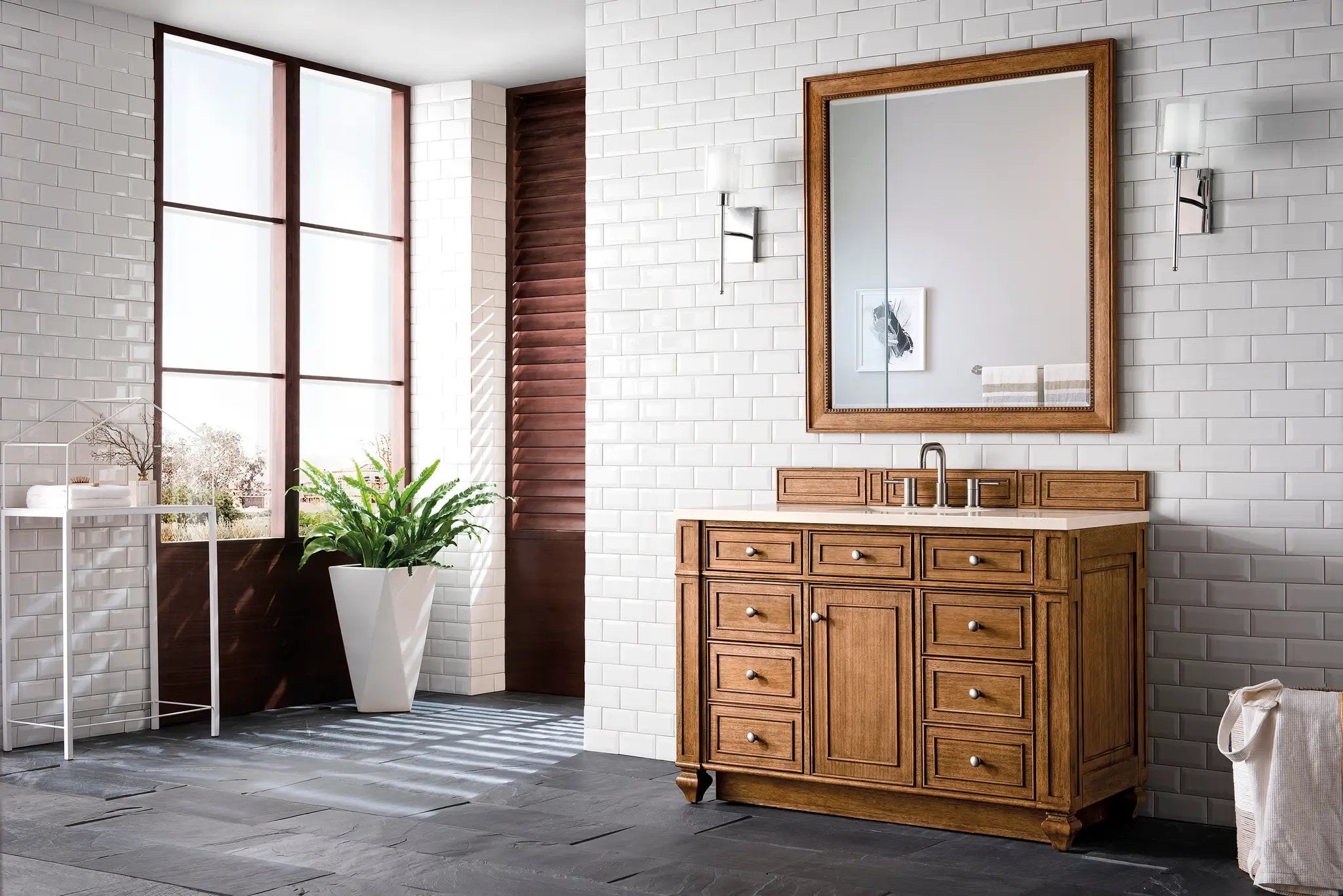 saddle brown vanity