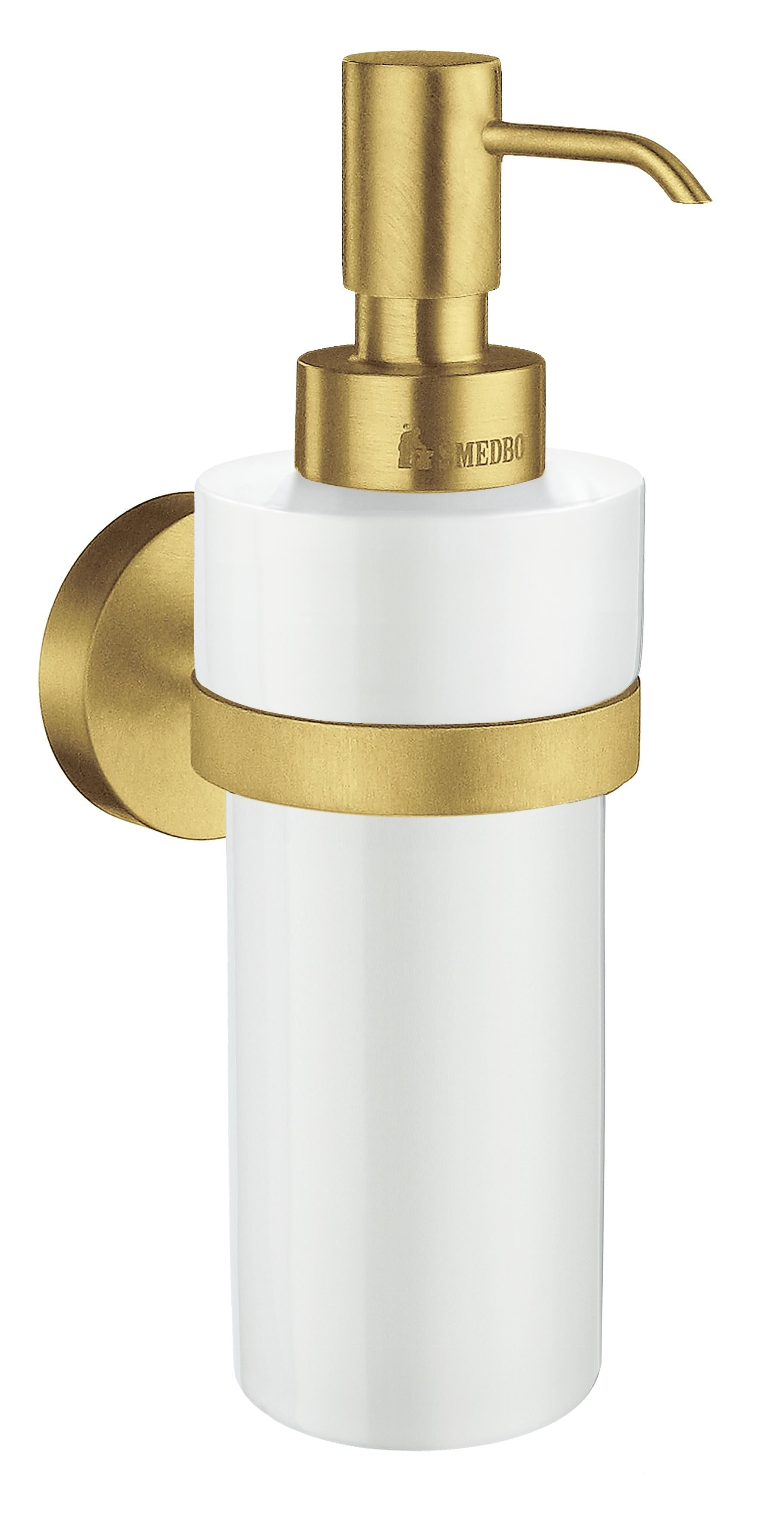 brushed brass/porcelain soap dispenser