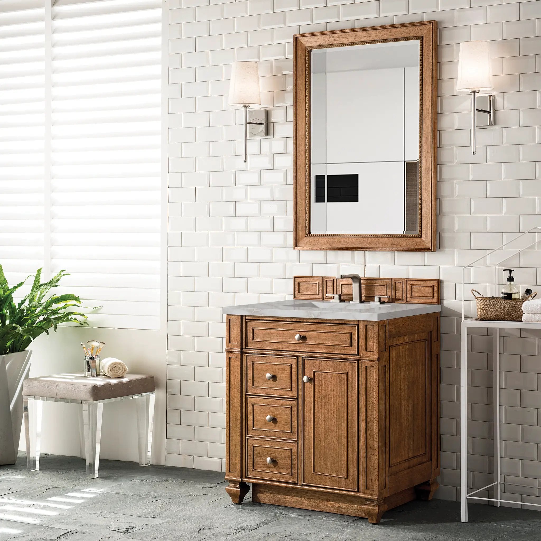 saddle brown vanity
