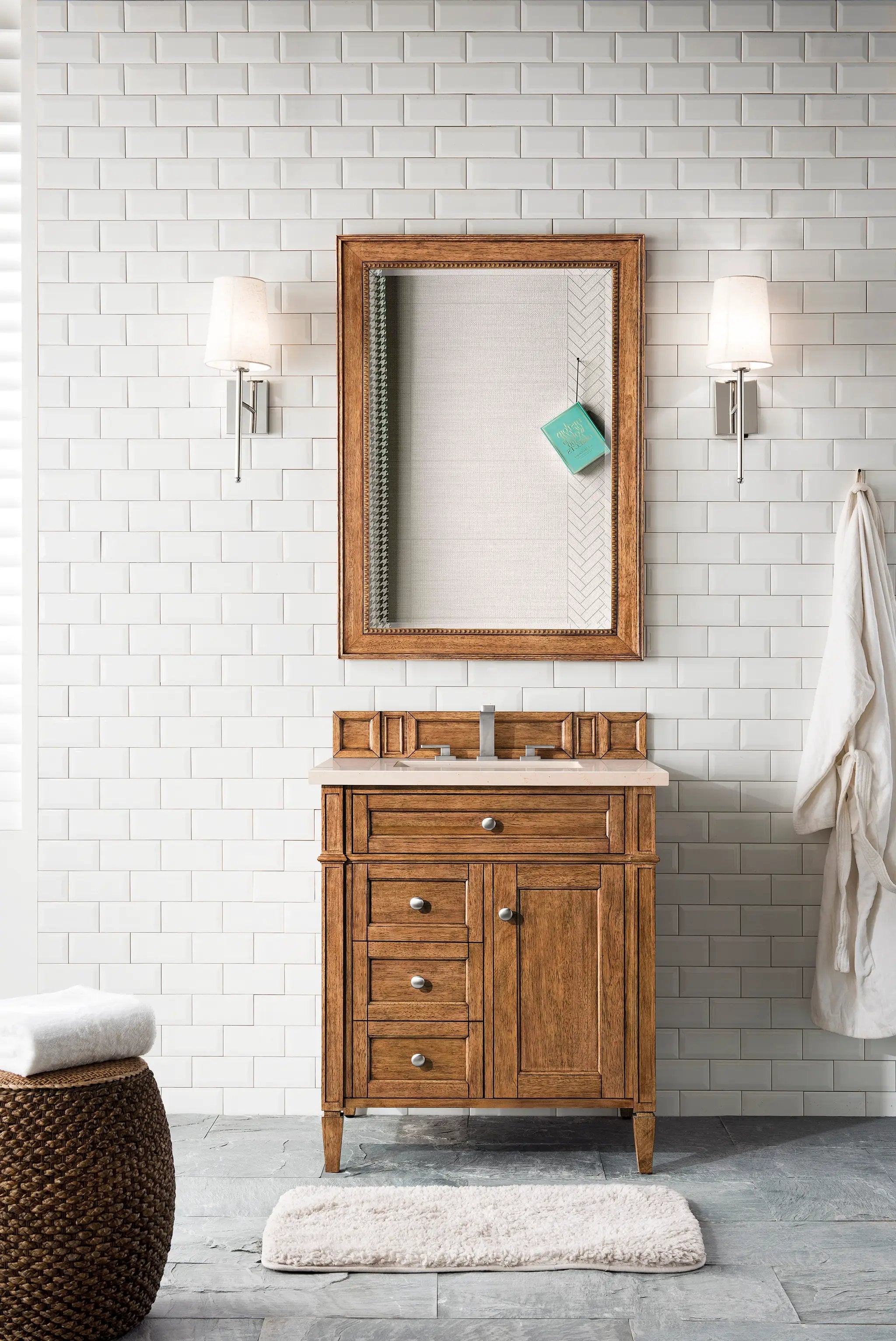 saddle brown vanity