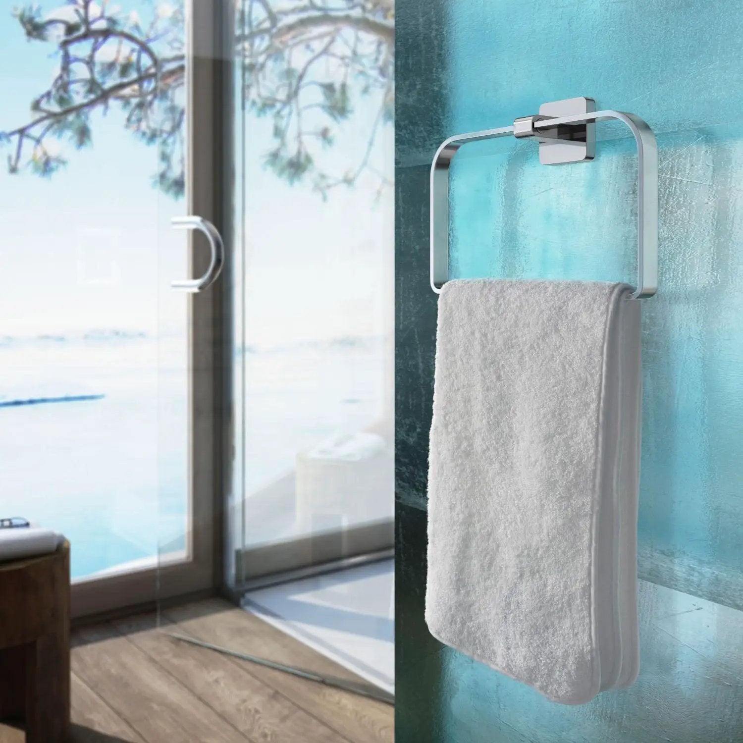 polished chrome towel ring